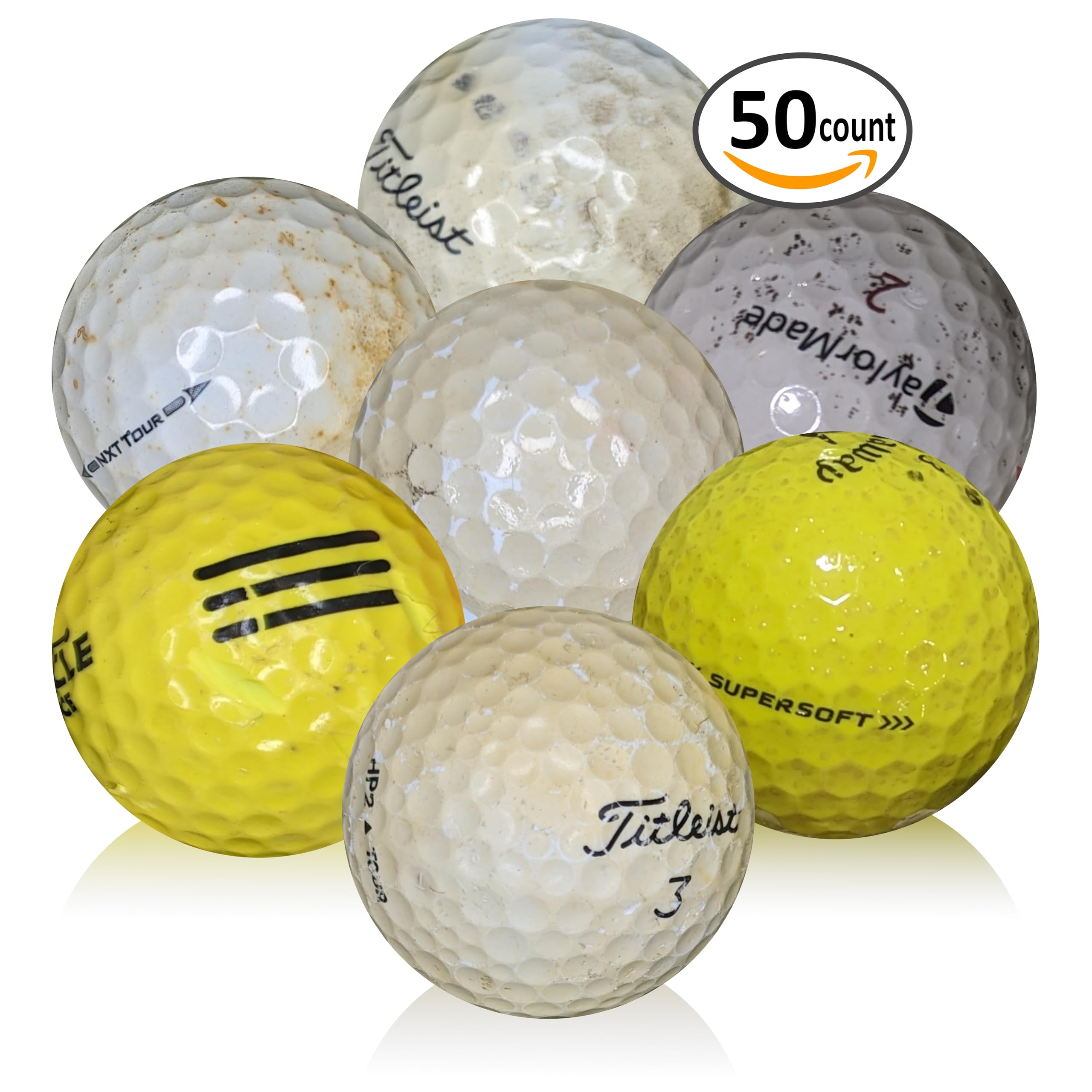 Recycled Golf Balls (50-300 Count) - Practice Balls for Backyard & Driving Range