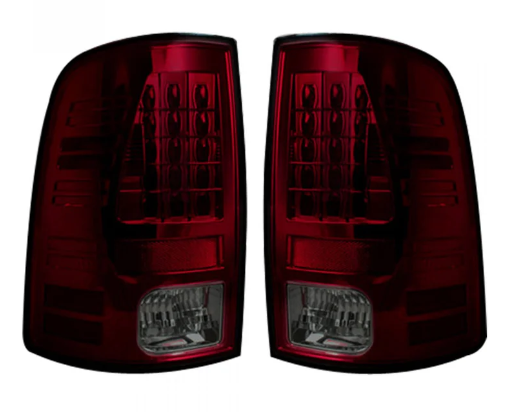 Dodge RAM 2500/3500 2010-2018 LED Tail Lights - Dark Red Smoked Lens (OEM Halogen Replacement) | Enhanced Visibility & Style for Pickup Trucks
