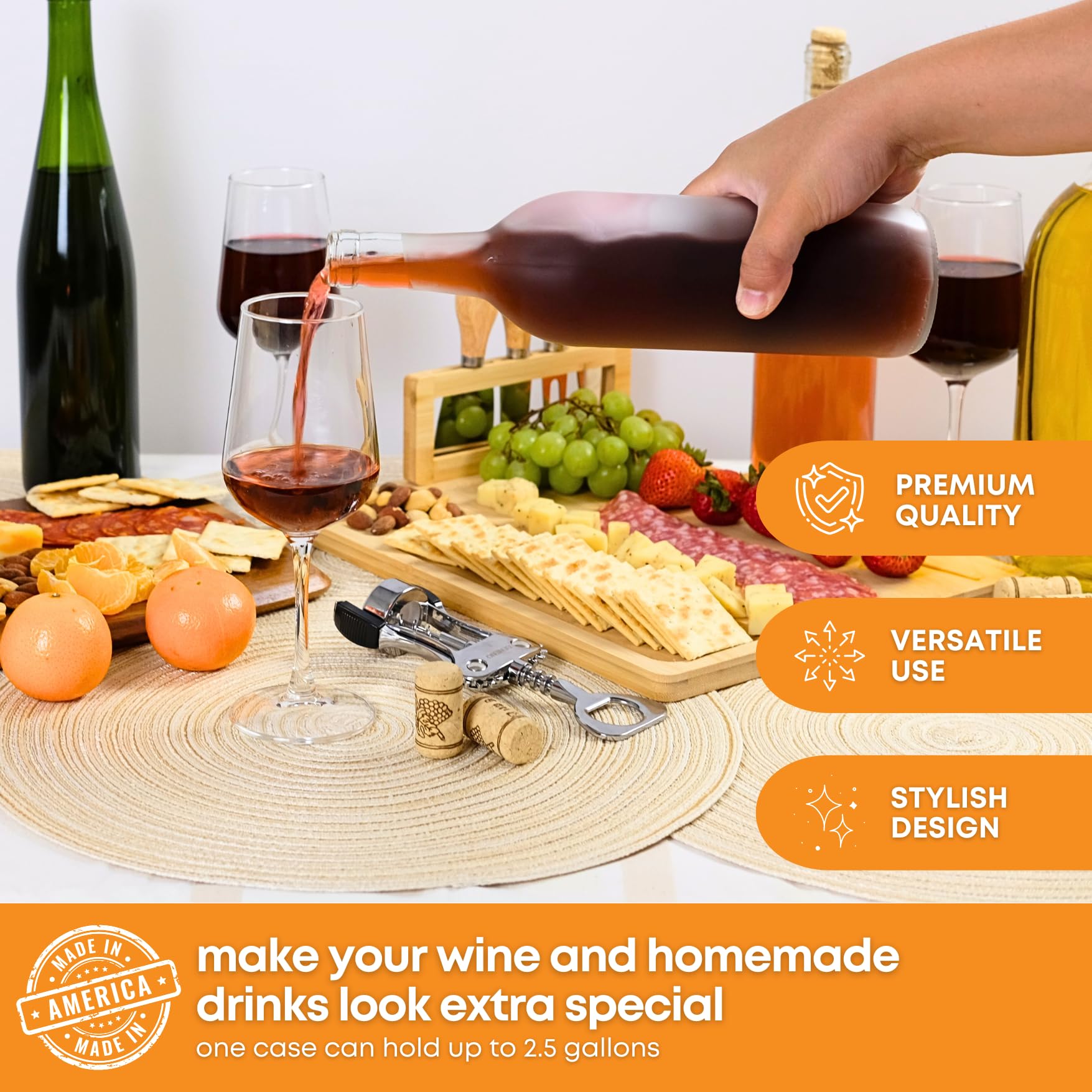 FastRack 750ml Clear Glass Bordeaux Wine Bottles with Black Plastic Screw Caps - 4 Cases of 12 (48 Bottles) - Flat Bottom Design for Home Brewing, Winemaking & Craft Cocktails