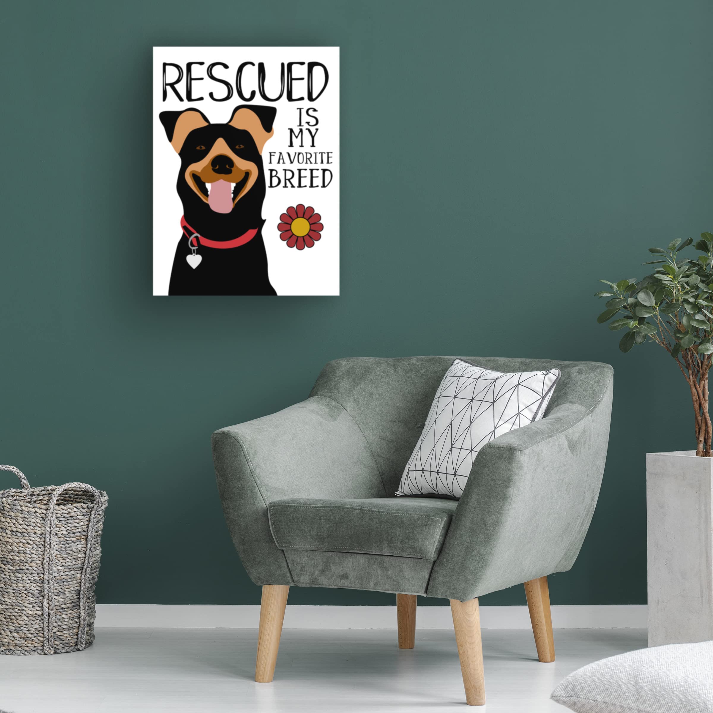 Trademark Fine Art 'Rescued is My Favorite Breed' Canvas Print by Ginger Oliphant - Dog Lover Gift, Animal Rescue Wall Decor for Living Room & Bedroom