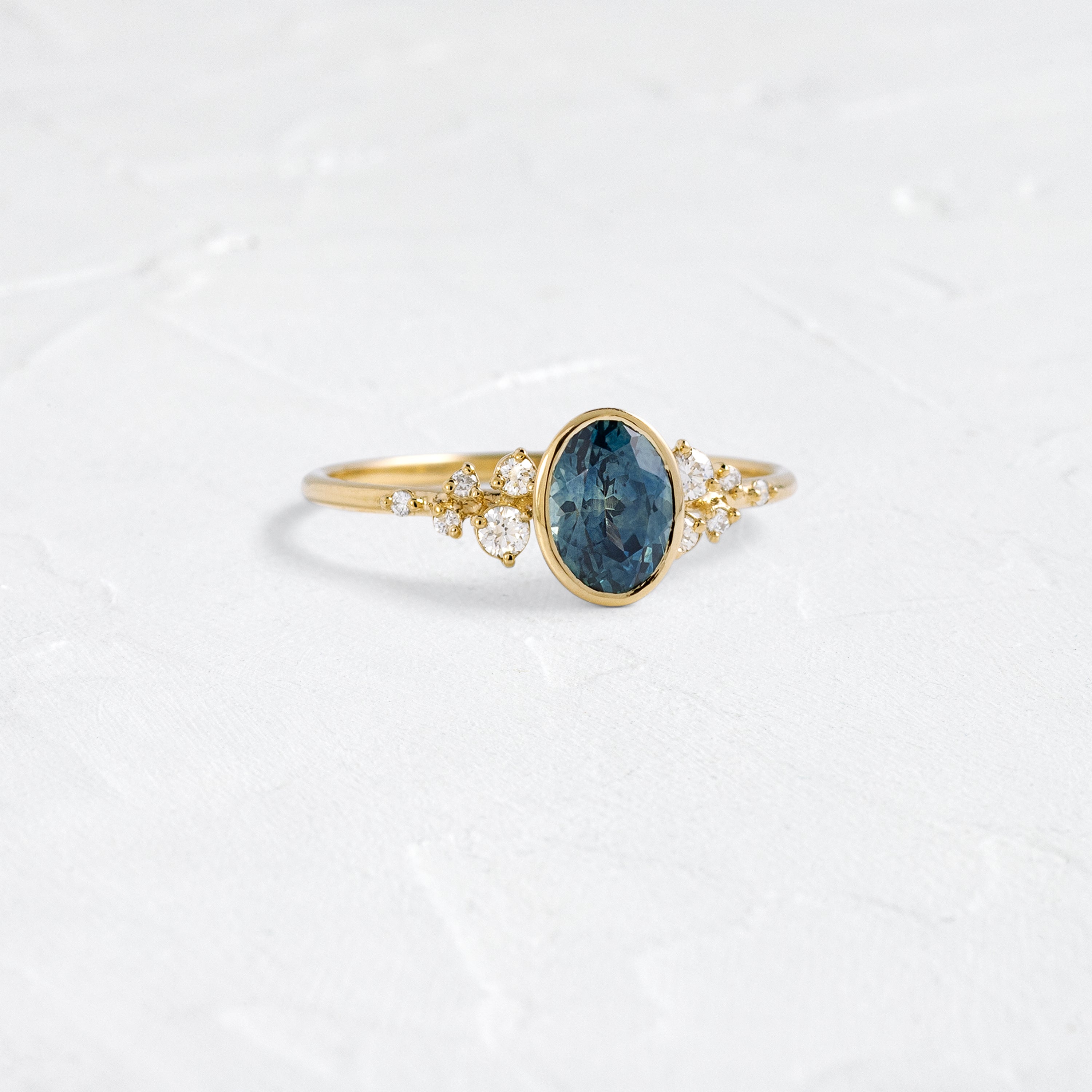 1.14ct Greenish Blue Montana Sapphire Bezel Snowdrift Ring - Elegant Handmade Jewelry for Women, Perfect for Weddings, Anniversaries & Special Occasions