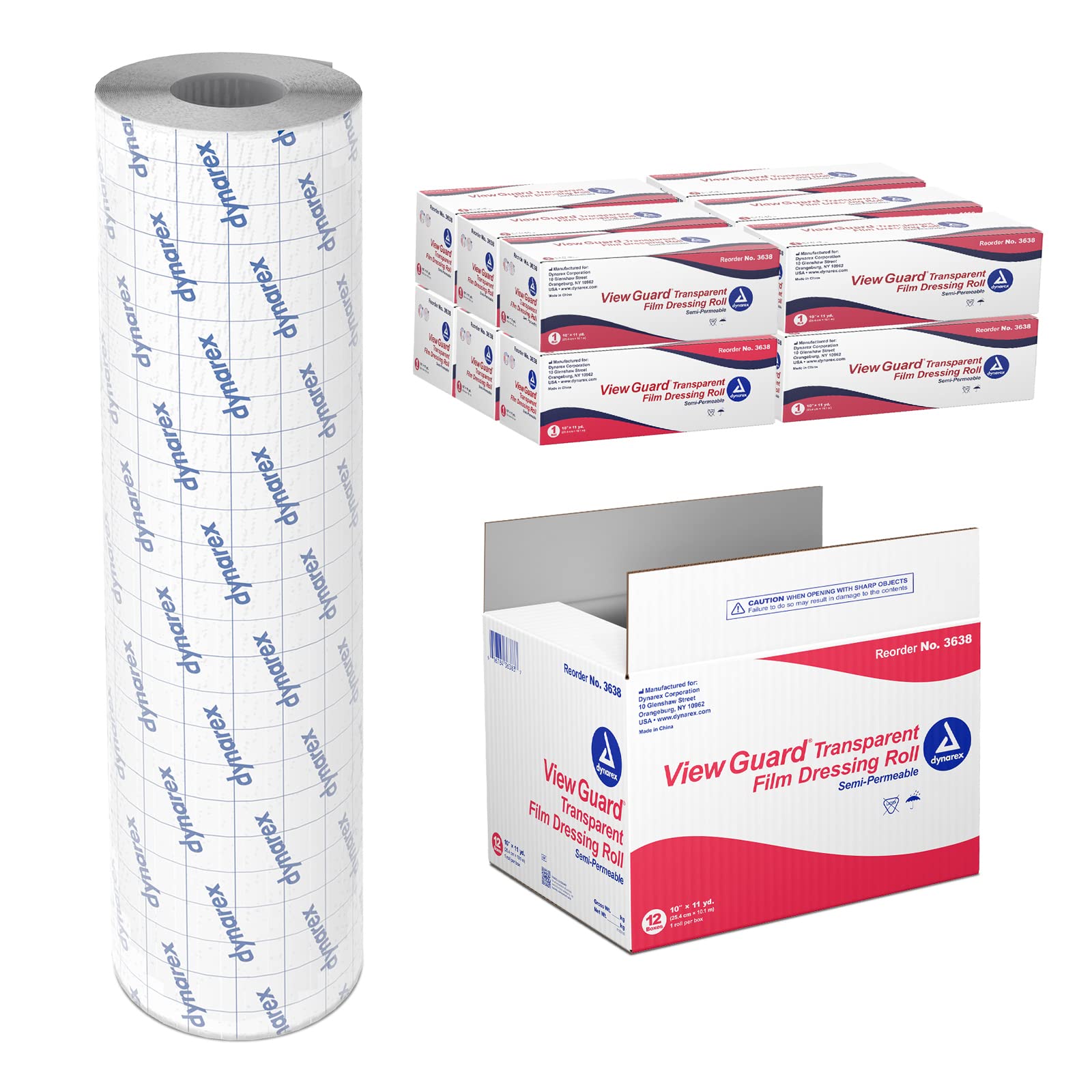 Dynarex View Guard Transparent Film Dressing Rolls - Non-Sterile Wound Care for Minor Cuts & Abrasions | Flexible, Breathable Protection (10