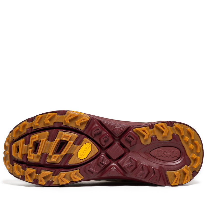 Hoka One One Mafate Three2 Trail Running Shoes for Men & Women - Vanilla/Varsity Burgundy | Cushioned & Durable for Hiking, Outdoor Adventures & Long Distance Running