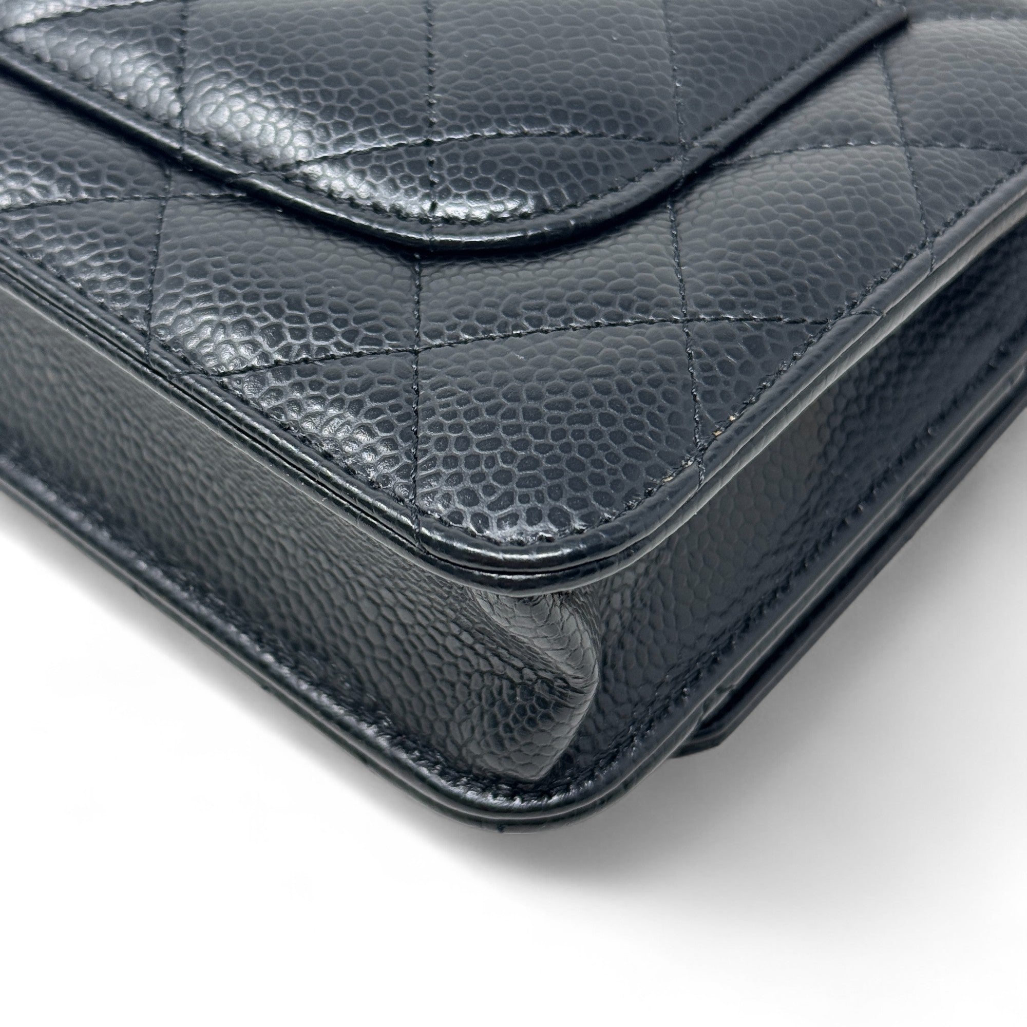 Chanel Black Quilted Caviar Leather Wallet On Chain Crossbody Bag - Perfect for Evening Out & Daily Use