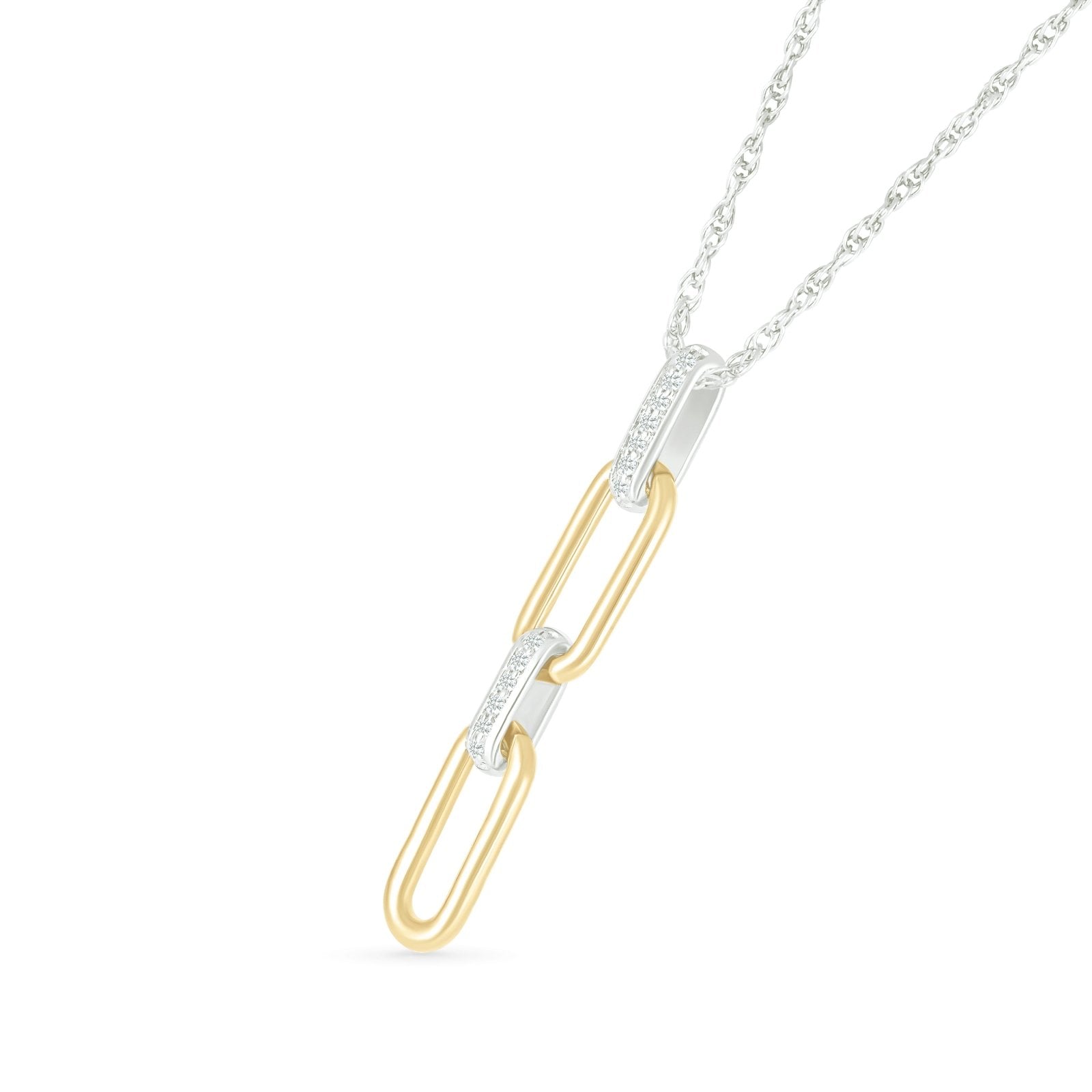 10k Yellow Gold Interlocking Diamond Paperclip Necklace - Dainty Layering Chain for Women, Perfect for Everyday Wear & Special Occasions