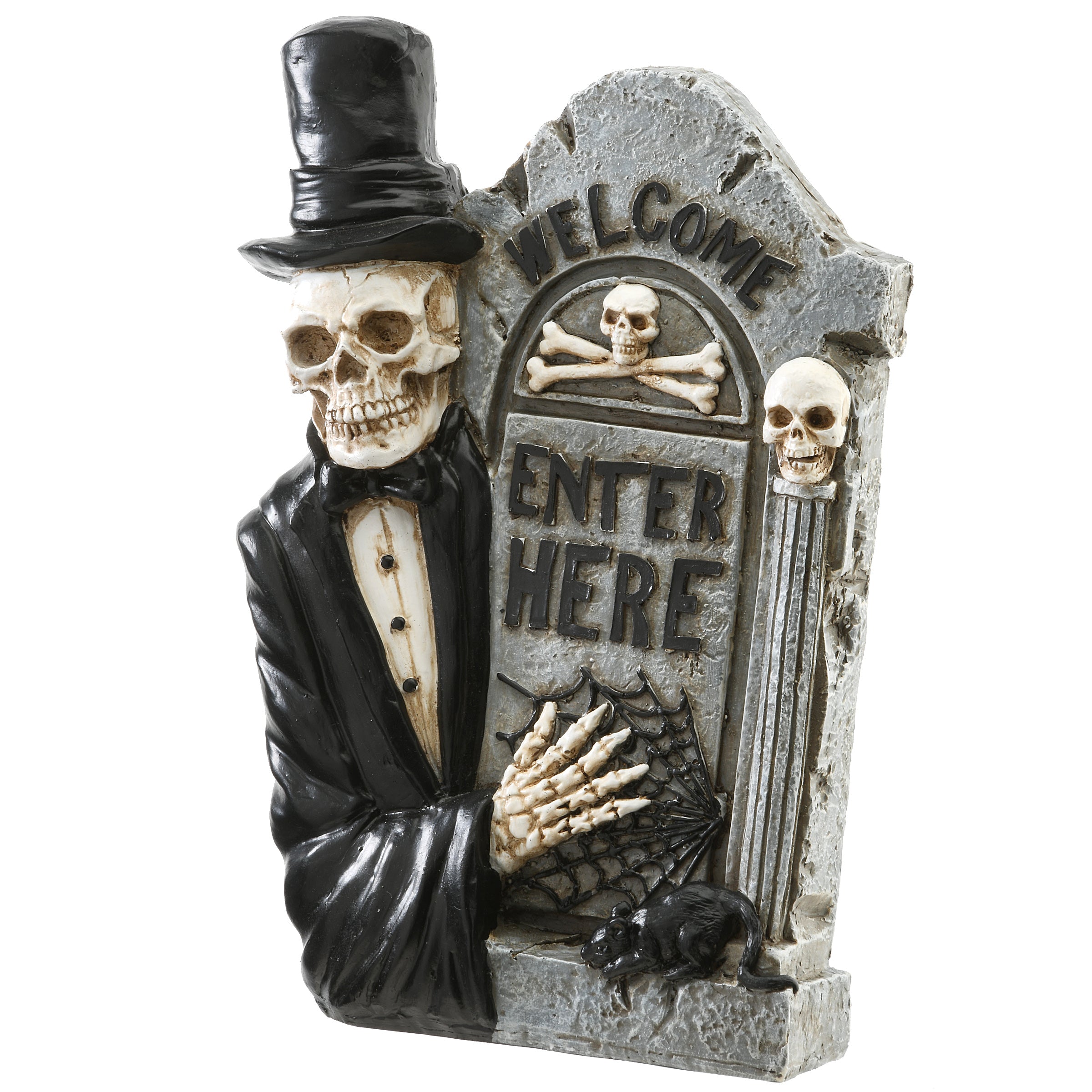 12 Inch Halloween Skeleton with Tombstone - Spooky Outdoor Yard Decoration for Halloween Party, Haunted House, and Graveyard Scene