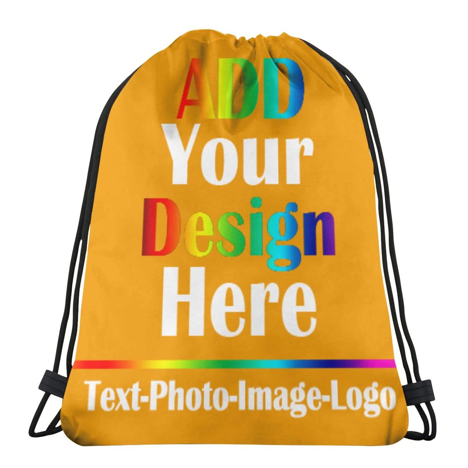 Custom Personalized Gym Drawstring Bags - Add Your Image/Text/Logo - Sport Backpack for Women & Men - Lightweight Travel Yoga Shopping School Bag - Perfect for Workouts, Travel & Daily Use