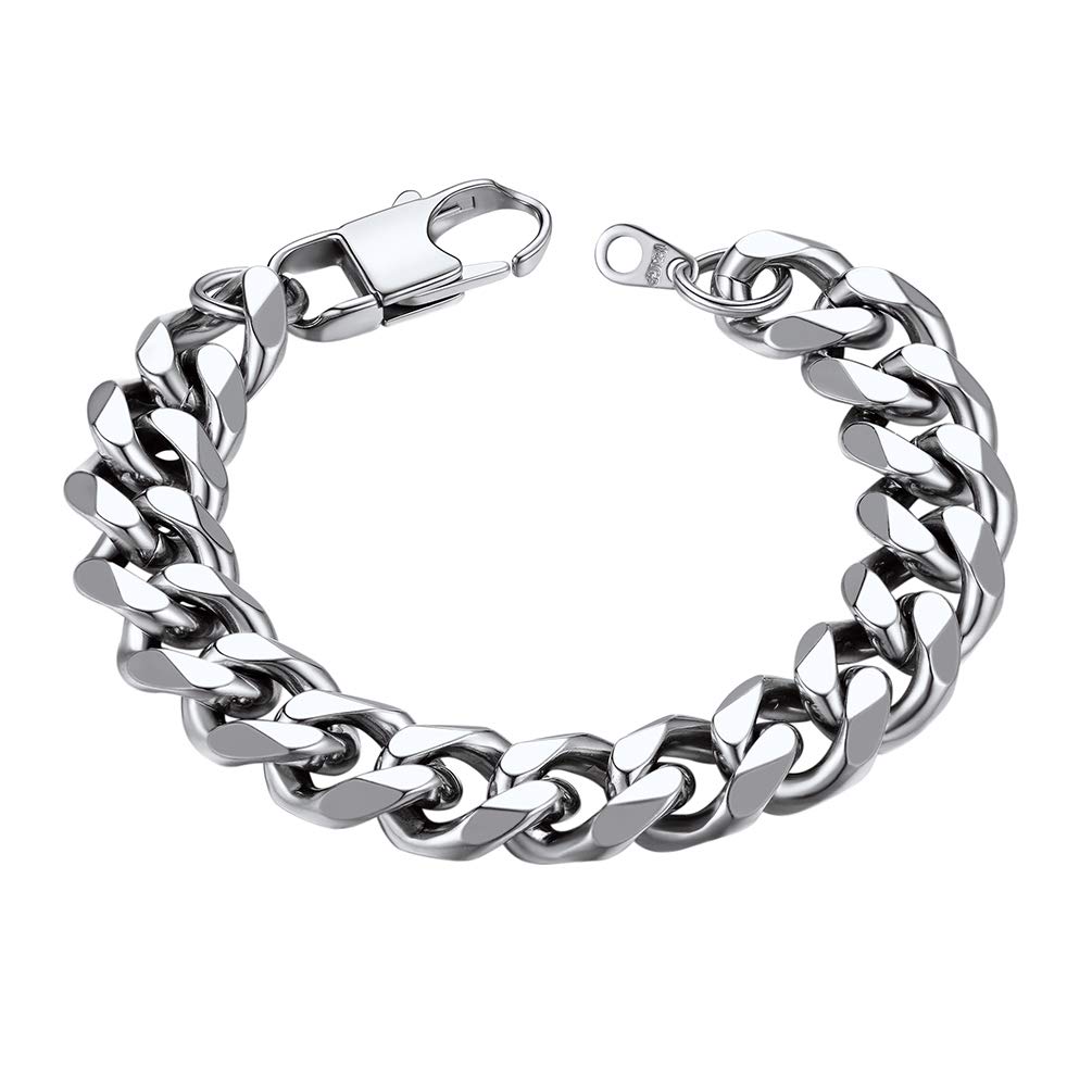 PROSTEEL 316L Stainless Steel Cuban Link Bracelets for Men - Gold, Black & Silver Tone Hypoallergenic Jewelry (7.5
