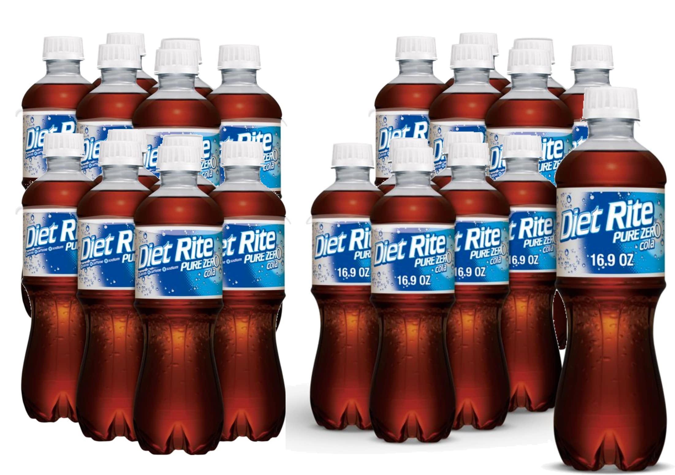 Diet Rite Pure Zero Cola Original Sugar-Free Soda Beverage - 48 Pack (16.9 oz Bottles) | Low Calorie Soft Drink for Weight Loss, Keto Diet & Healthy Lifestyle | Perfect for Parties, BBQs & Office Refreshments