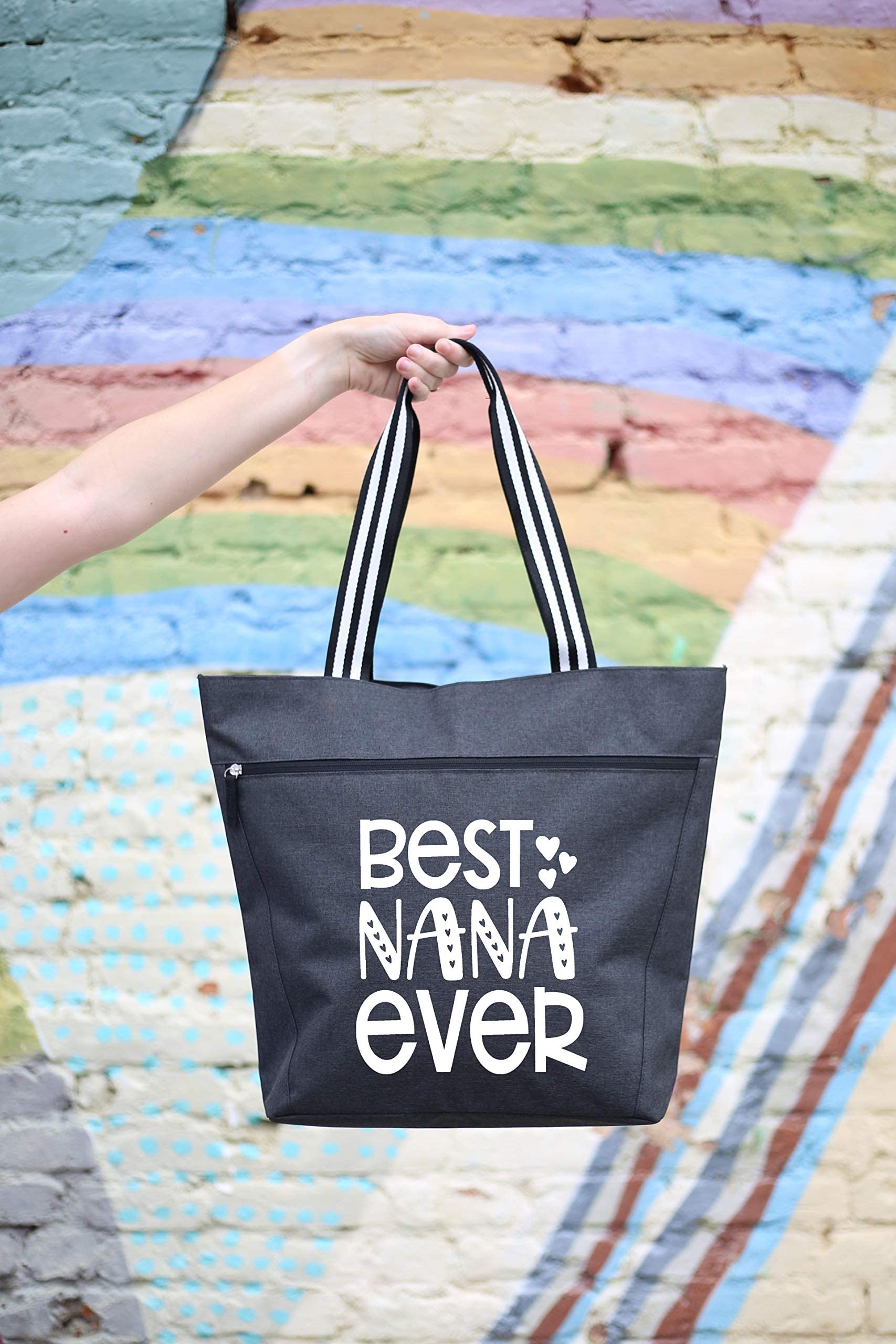 Sturdy Canvas Tote Bag for Grandma with Zipper & Pocket - Perfect for Shopping & Daily Use