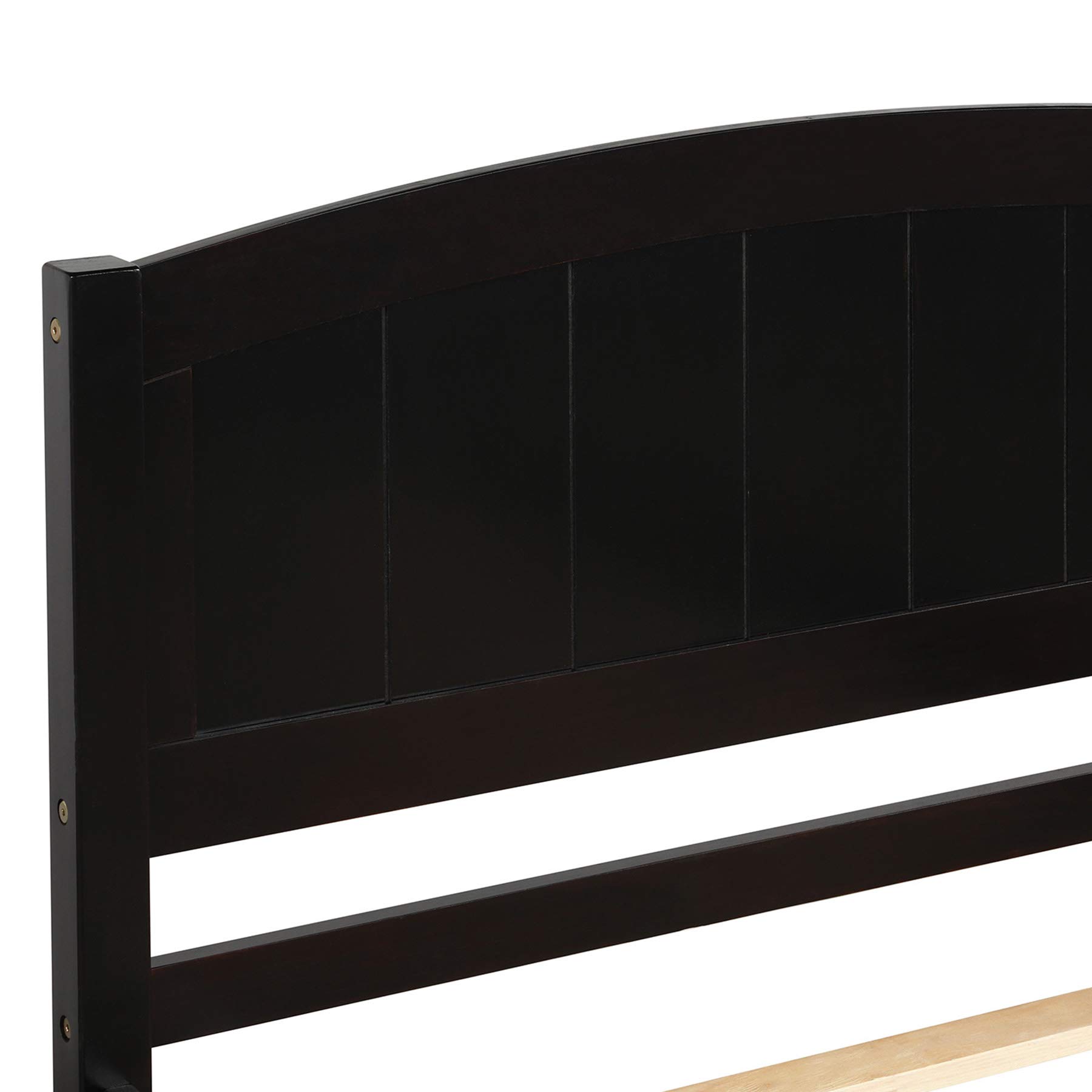 **Merax Twin Size Wooden Platform Bed Frame with Trundle - No Box Spring Needed, Espresso Finish - Perfect for Kids' Rooms, Guest Beds & Small Spaces**