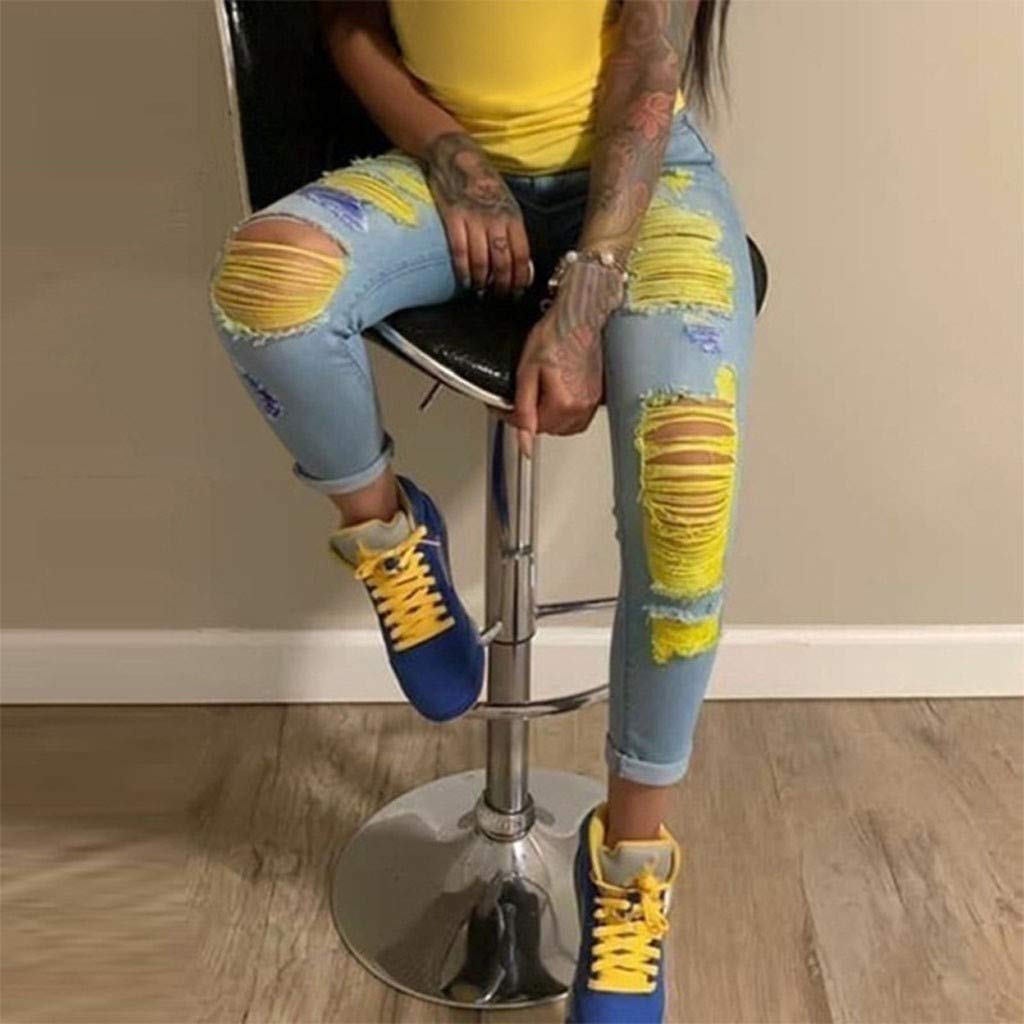 Women's High Waist Straight Leg Ripped Jeans - Distressed Denim Pants with Holes for Casual Wear | Perfect for Everyday Outfits, Street Style & Night Out Looks