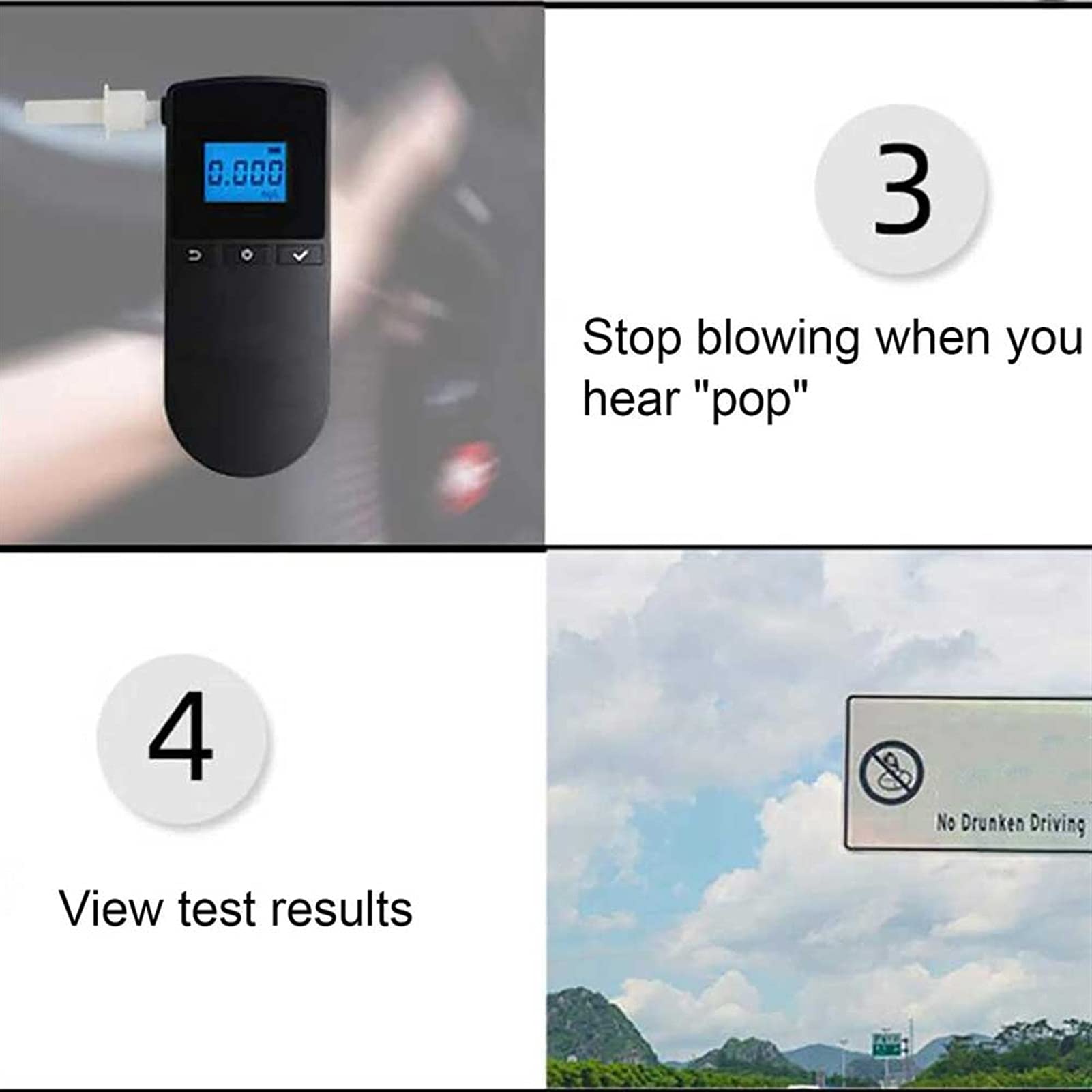 Upgraded Portable Alcohol Tester with LED Display - Digital Breathalyzer with Mouthpieces & Carrying Case for Home, Car, and Party Use - Accurate BAC Level Detection for Personal & Professional Scenarios