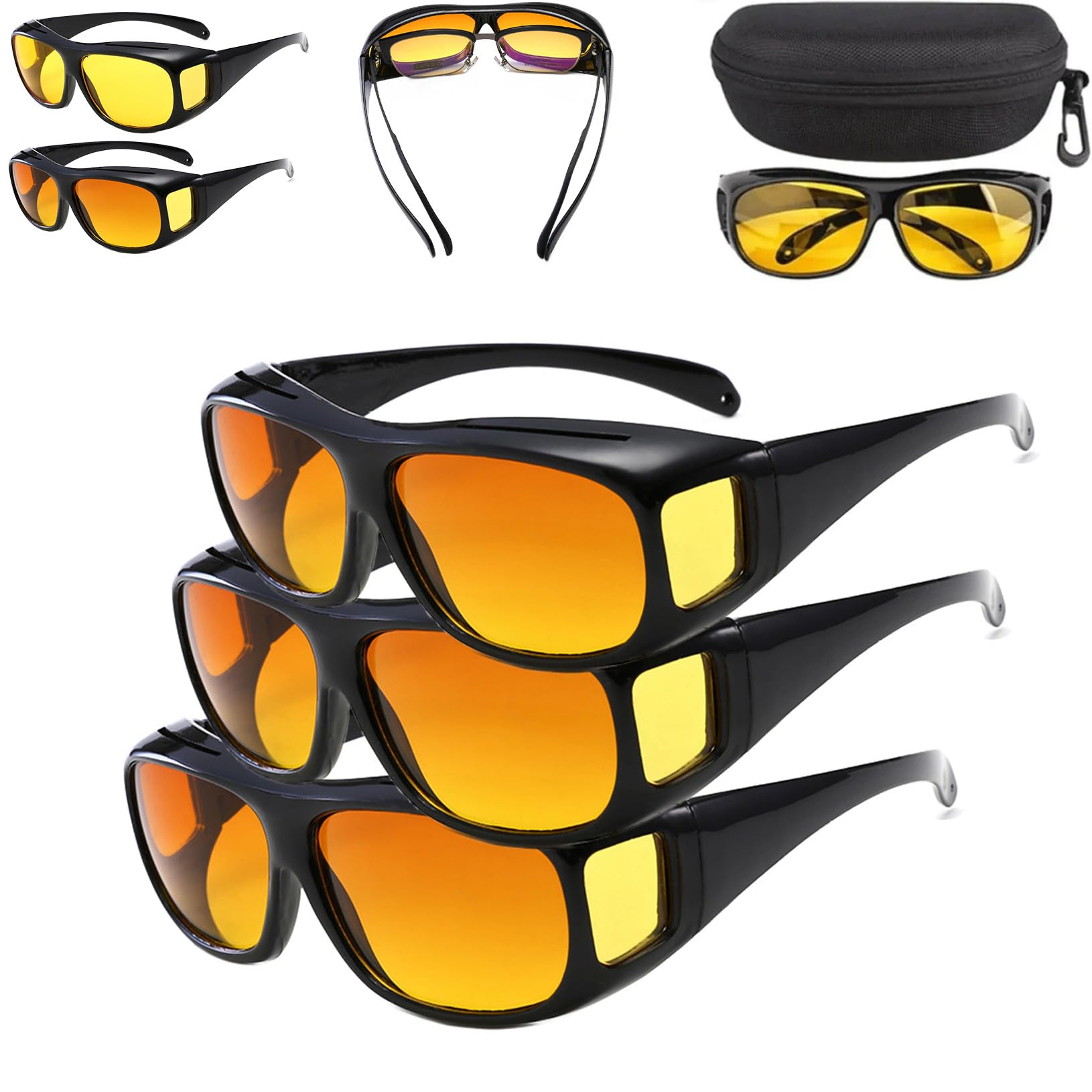 Fanyil Night Vision Glasses for Driving - Anti-Glare HD Night Driving Glasses for Men & Women - Perfect for Night Driving, Road Trips and Low Light Conditions