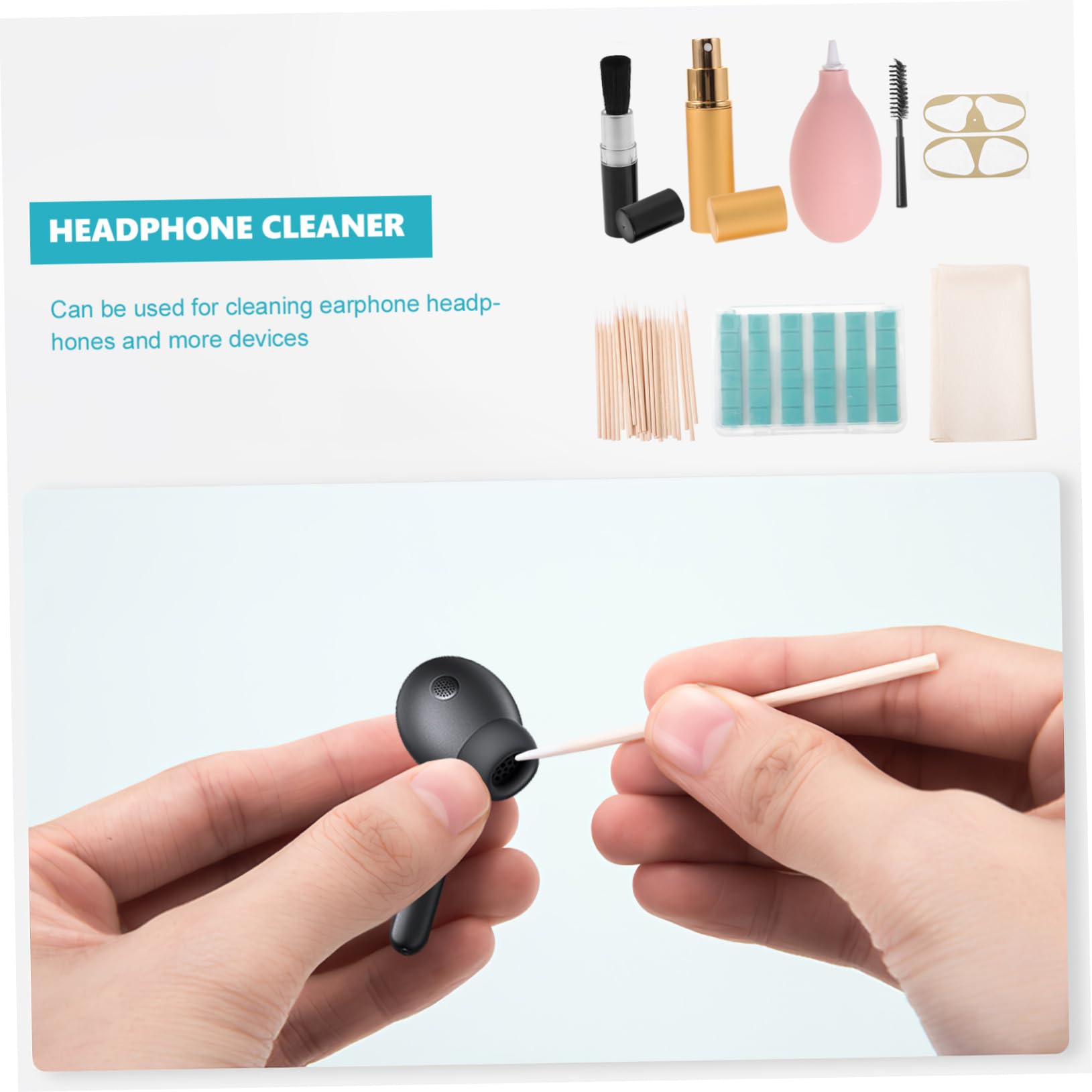 PartyKindom 8-Piece Headset Cleaning Kit - Professional Headphone & Earbud Cleaner with Hole Cleaning Tools | Perfect for iPhone, AirPods, Samsung Galaxy Buds & Wireless Headphones | Home & Office Use