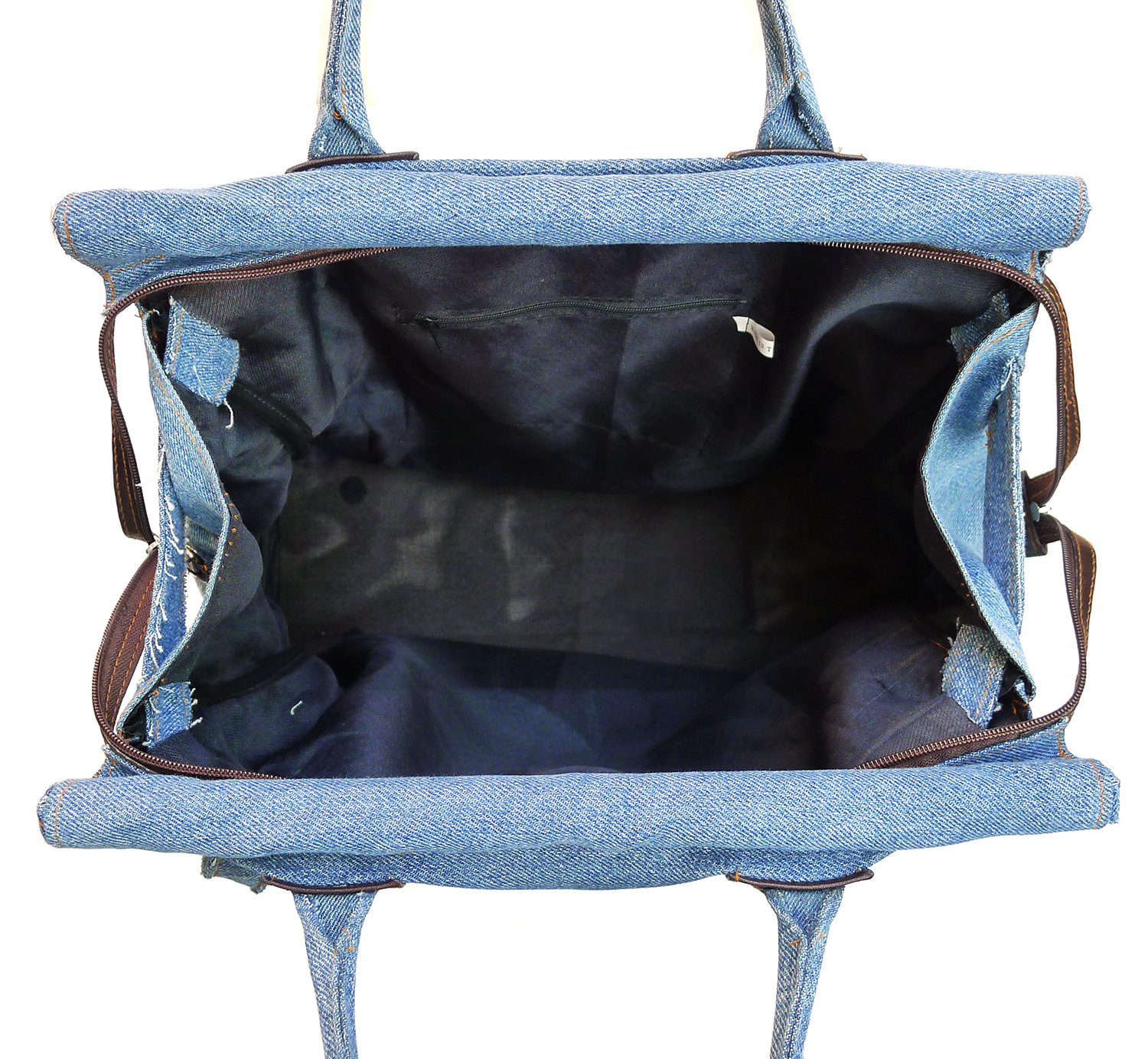 X-Large Blue Denim Double Top Handle Tote Bag for Women - Stylish Shopper Handbag Purse for Work, Travel & Everyday Use