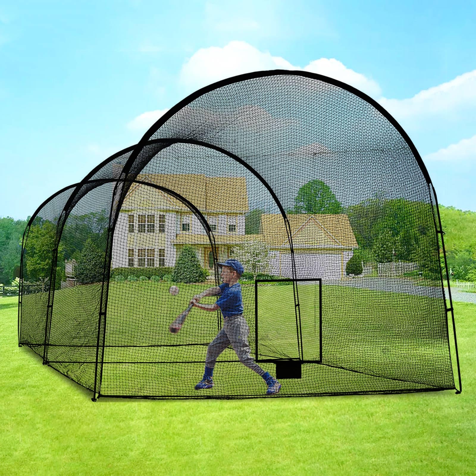 22x12x10FT Portable Baseball & Softball Batting Cage Net with Frame - Heavy Duty Hitting & Pitching Practice for Home, Backyard, Indoor & Outdoor Use - Perfect for Training, Games & Recreational Play