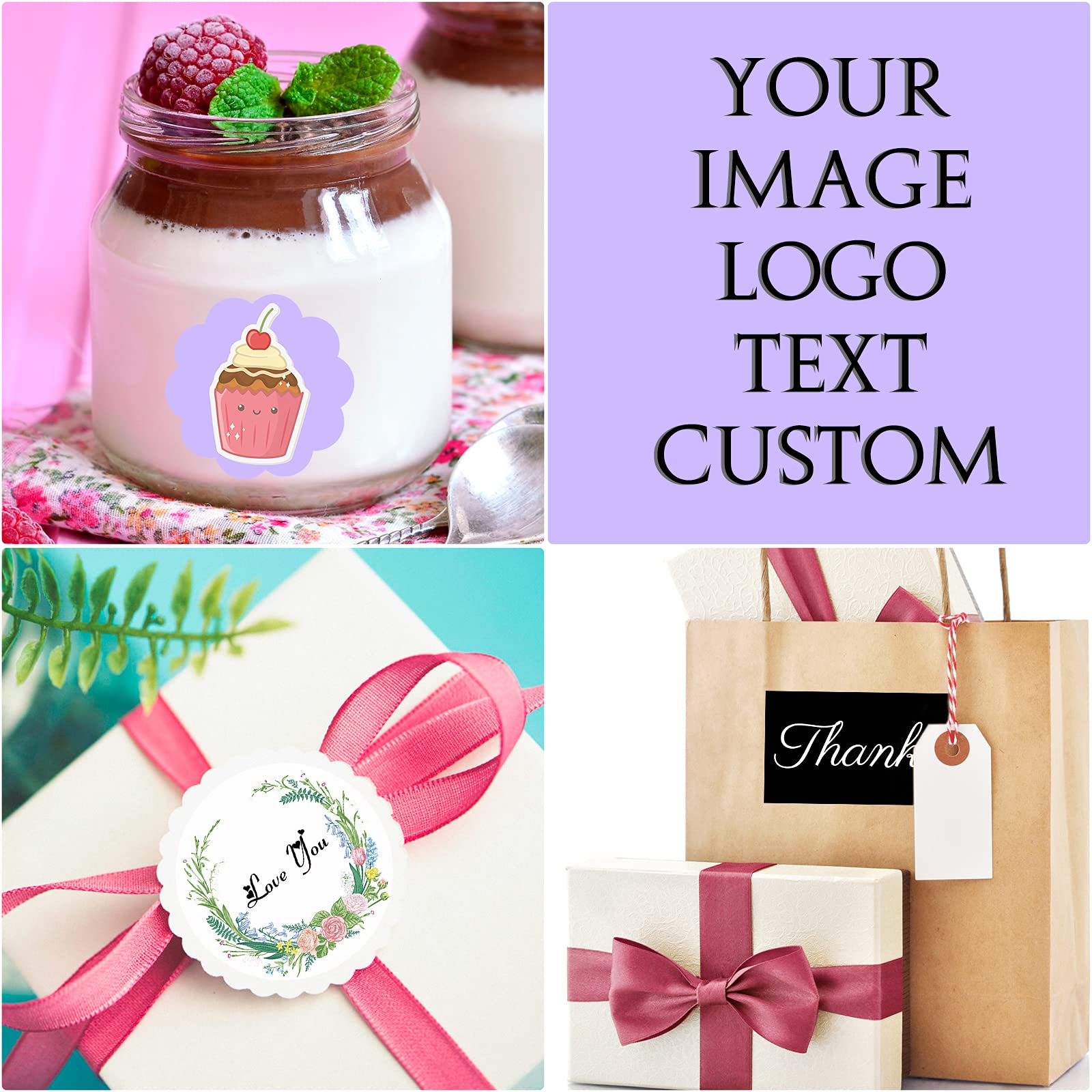 Custom Business Logo Stickers - Personalized Name & Photo Decals - Vinyl Labels for Wedding, Birthday, Events (5