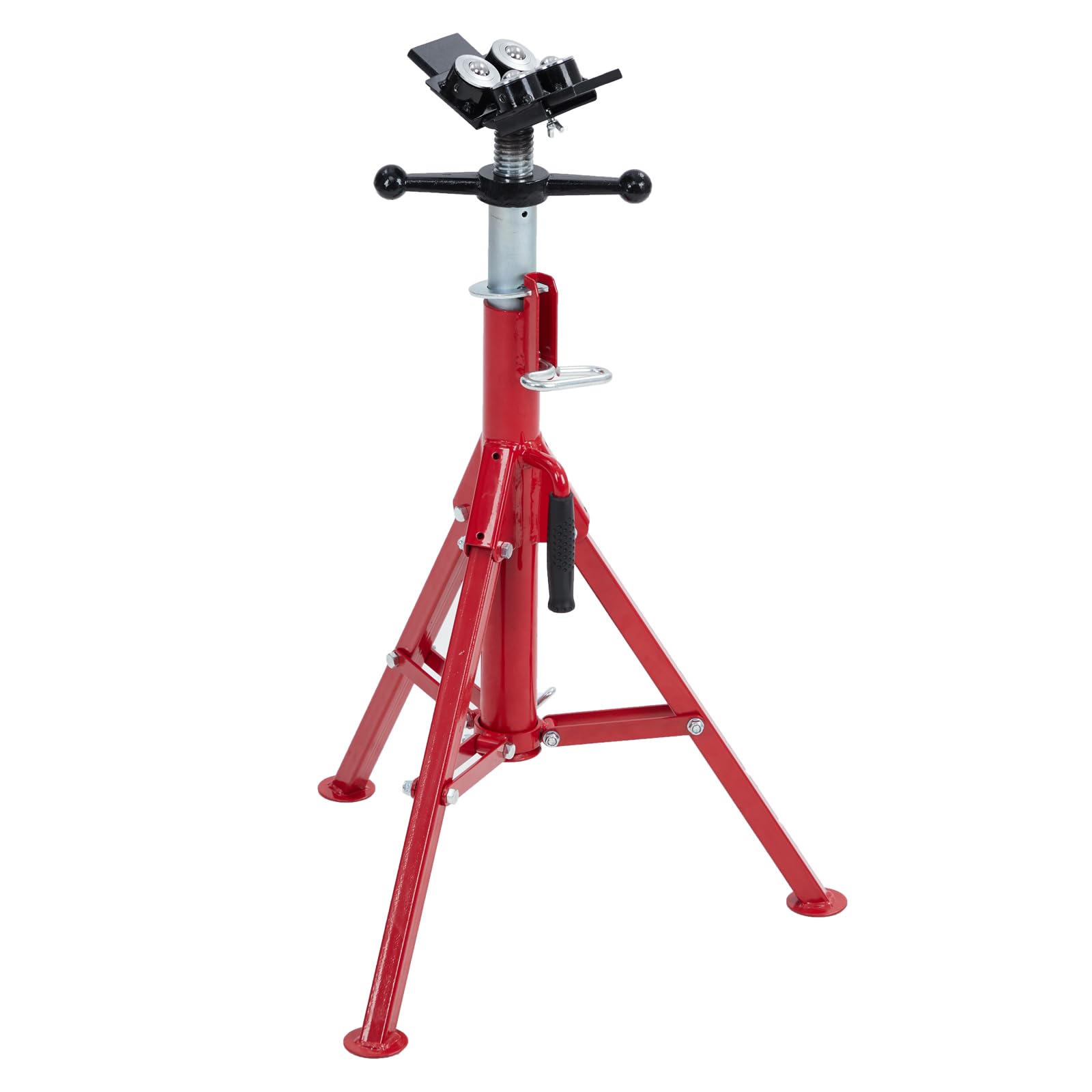 Heavy Duty PioneerWorks Pipe Jack Stand - Adjustable Height 28-52 Inches, 2500 lbs Capacity, V-Head Support for 1/8-12 Inch Pipes, Portable Folding Legs - Ideal for Automotive Repair, Construction, and Welding Projects