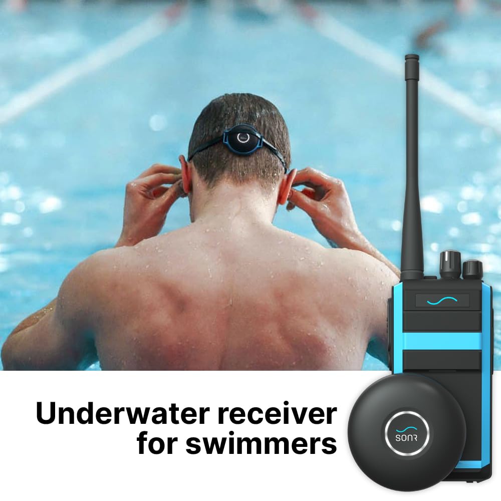 SONR Swim Coach Communicator - Waterproof Wireless Headset with Bone Conduction Technology for Underwater Swimming | Real-Time Coaching & Metronome Features | Perfect Coach Gift for Swim Training, Competitions & Aquatic Sports