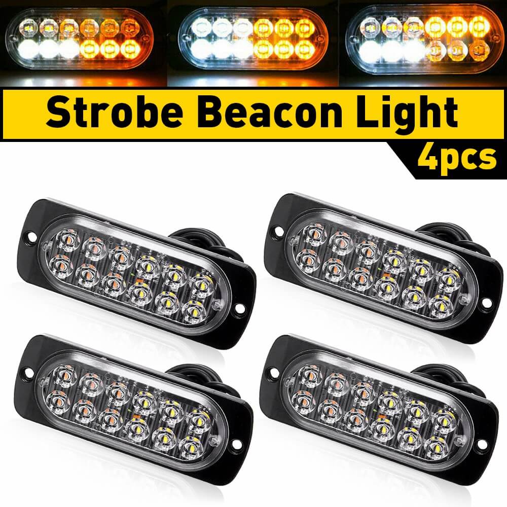 Yellow+white emergency strobe lights (4pcs)