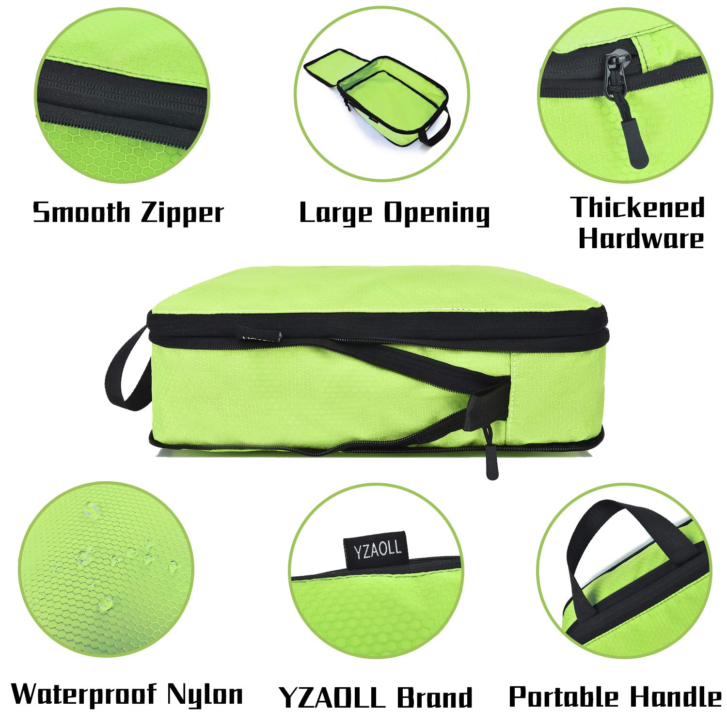 YZAOLL 6-Piece Kids Travel Compression Packing Cubes Set - Space-Saving Luggage Organizers for Boys & Girls (Green Rose) | Perfect for Family Vacations, School Trips & Camping Accessories