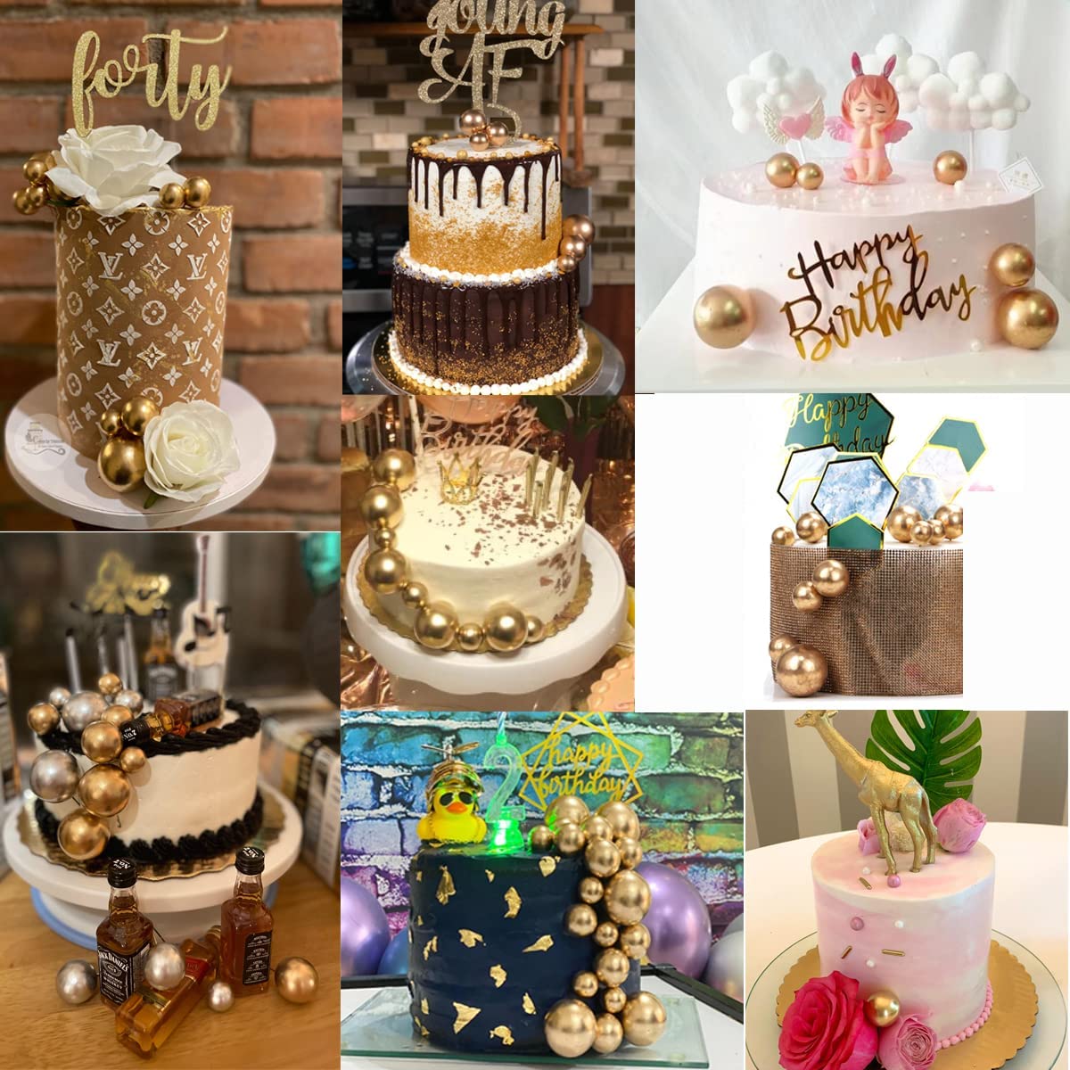25 Pcs Pearl Foam Ball Cake Toppers - Ball Shaped Cake Insert Decorations for DIY Cupcakes, Birthday Parties, Christmas, Weddings, Anniversaries & Baby Showers | Perfect for Cake Decorating and Sweet Table Displays