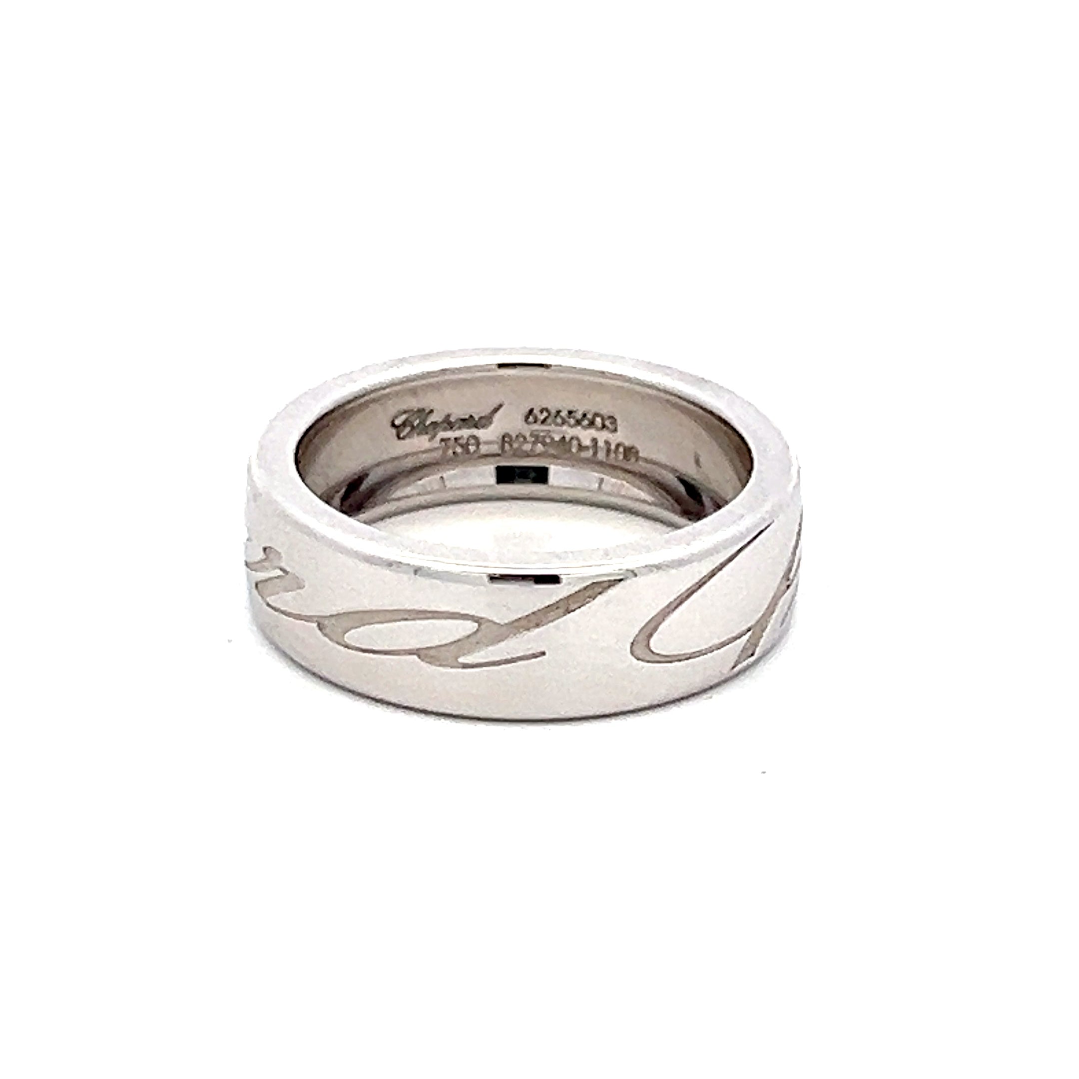 Vintage Chopard 18K White Gold Engraved Band Ring - 8.50g Elegant Jewelry for Women, Perfect for Weddings, Anniversaries & Special Occasions