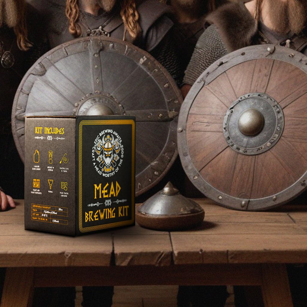 Viking Inspired 1 Gallon Honey Wine Brewing Kit - Reusable Mead Making Starter Set for Home Brewing | Perfect for DIY Enthusiasts & Medieval-Themed Parties