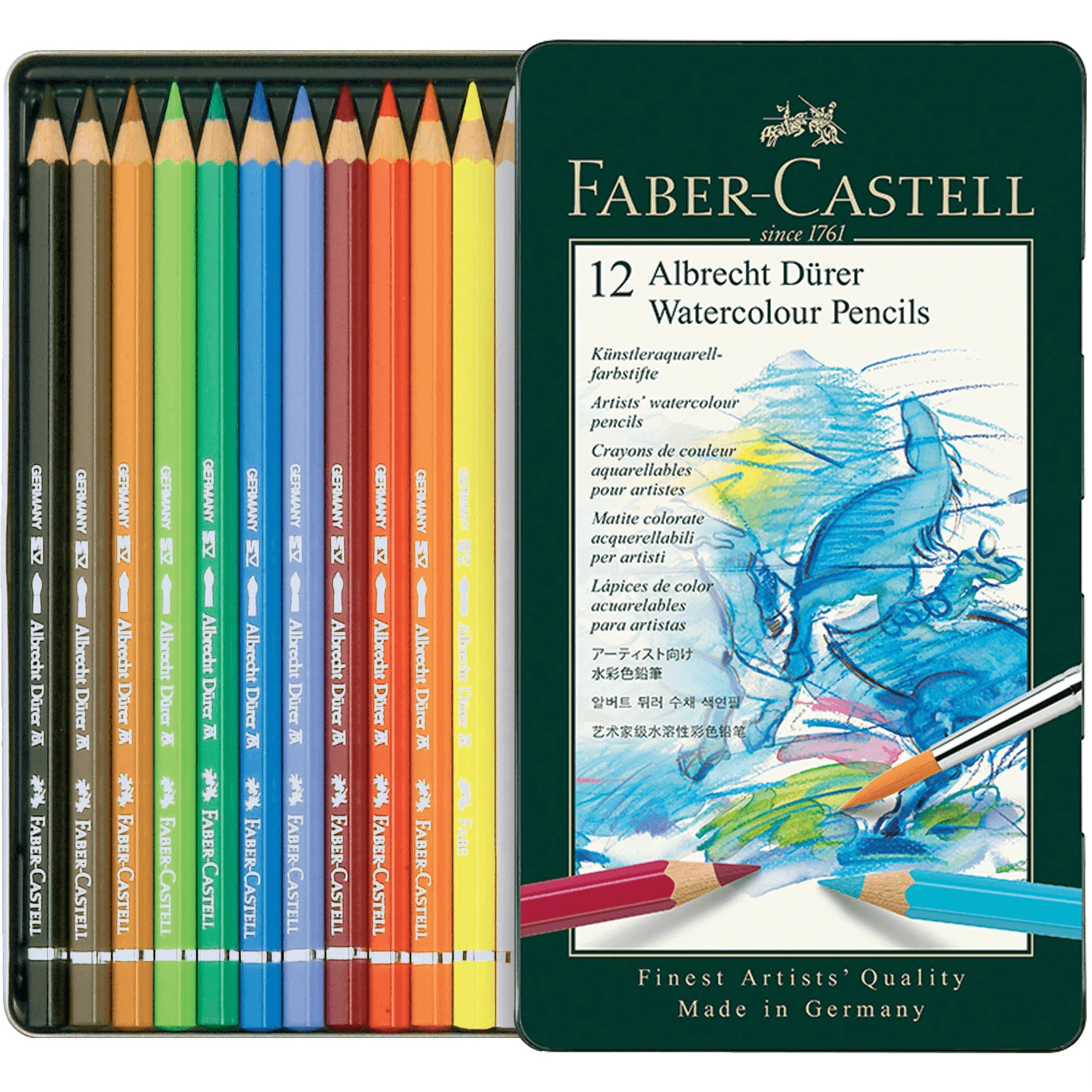 Faber-Castell Albrecht Durer Watercolor Pencils Set of 12 - Premium Artist Grade Colored Pencils for Drawing, Sketching & Painting - Perfect for Professional Artists & Beginners