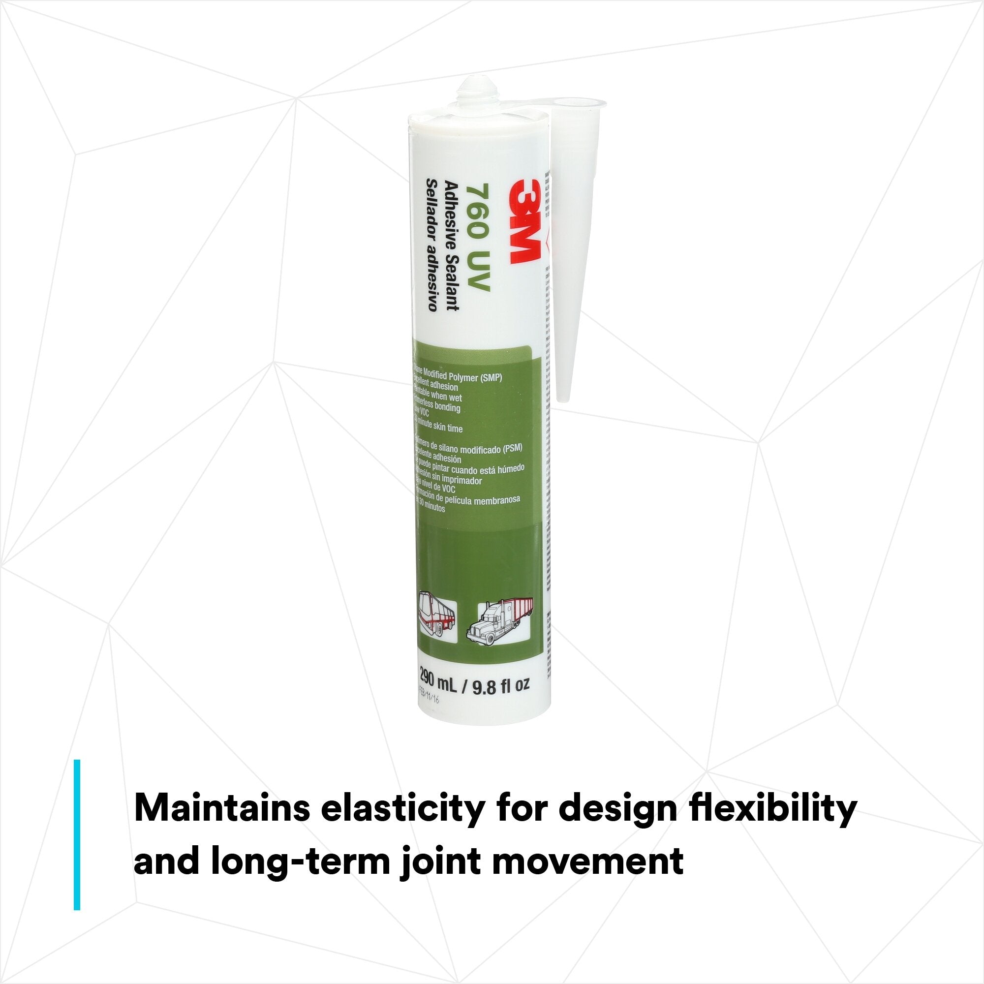 3M Adhesive Sealant 760 UV Gray - 290 mL Cartridge for Automotive, Marine & Industrial Waterproofing & Bonding
