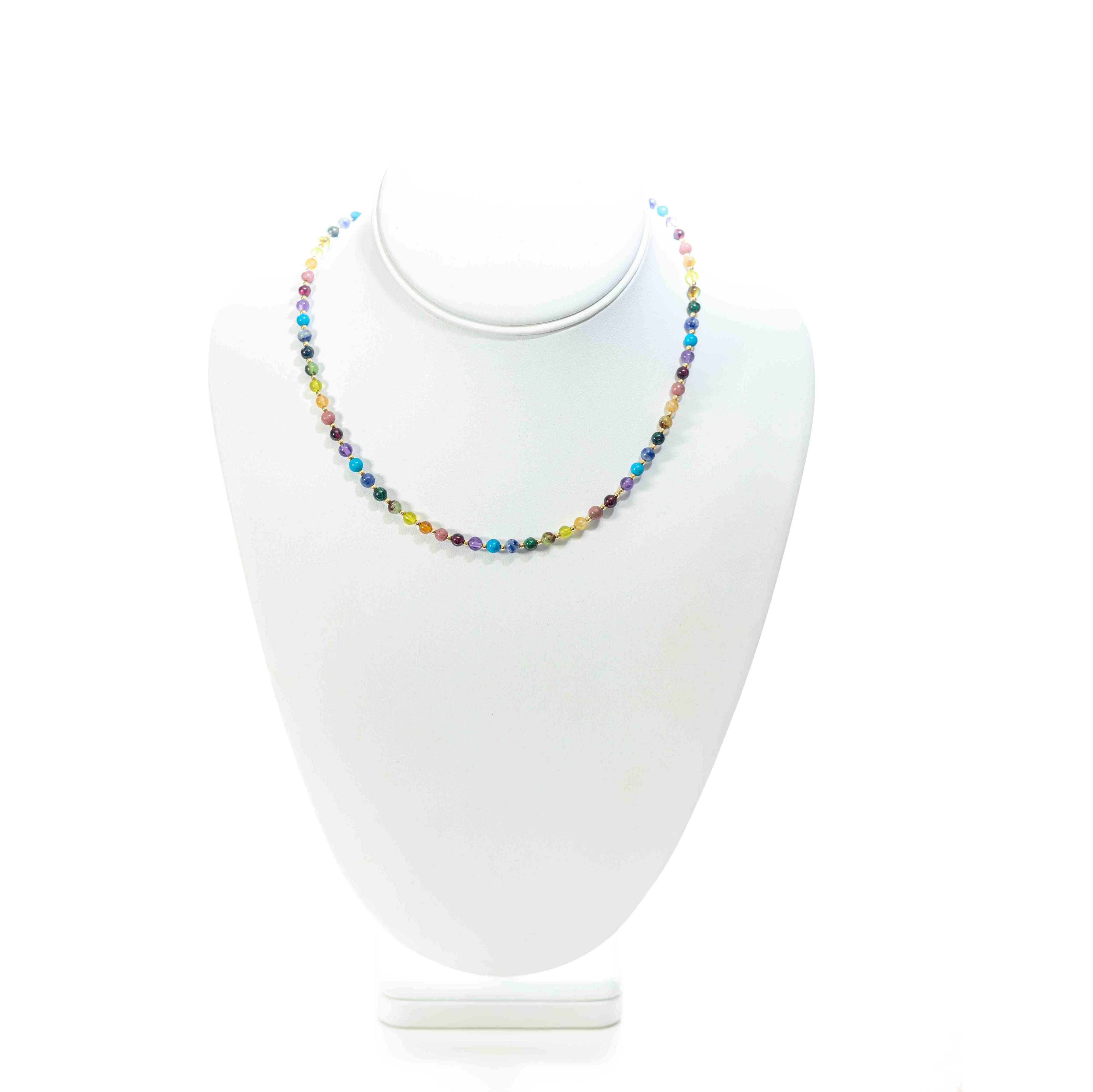 Malia Beaded Rainbow Necklace for Women - Colorful Bohemian Jewelry for Summer, Festivals & Layering