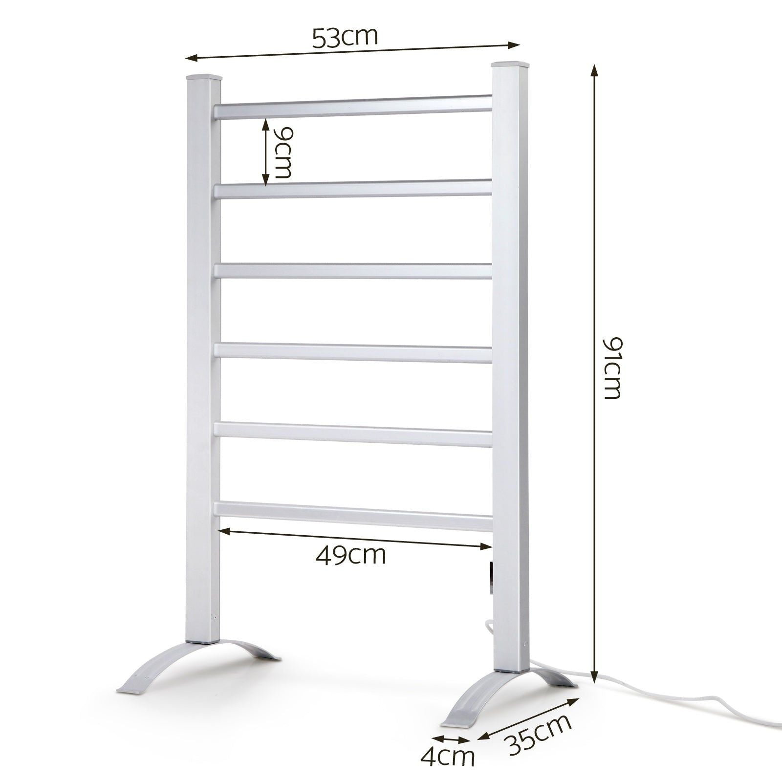 Devanti 6-Bar Aluminum Electric Heated Towel Rail - Fast Warming Bathroom Towel Warmer Rack for Spa, Luxury Hotels & Home Use