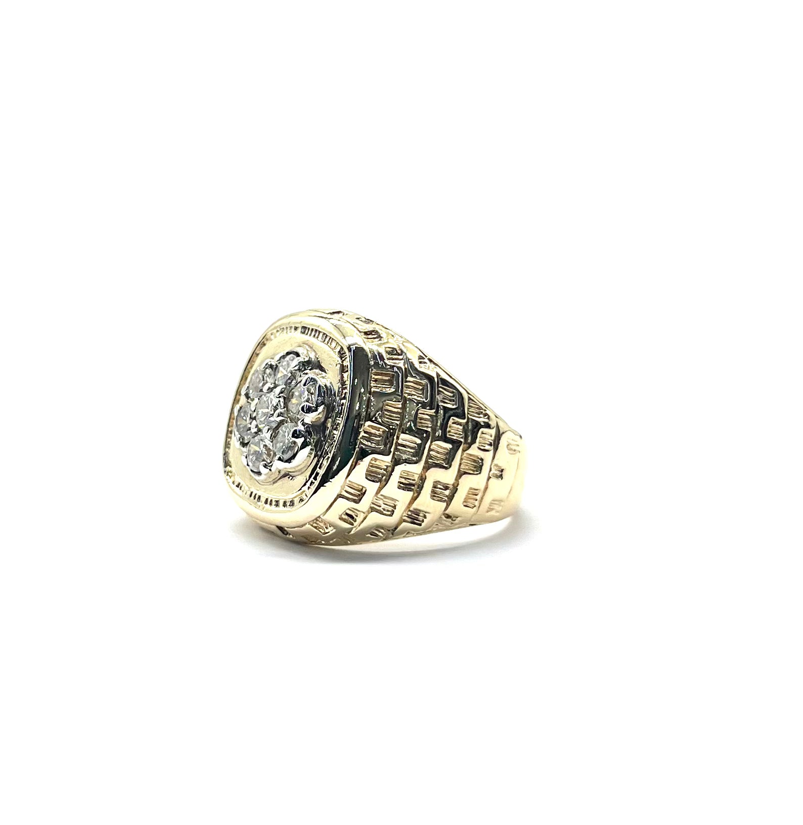 1ctw Men's Diamond Cluster Lattice Ring - Elegant Wedding Band & Anniversary Gift for Him