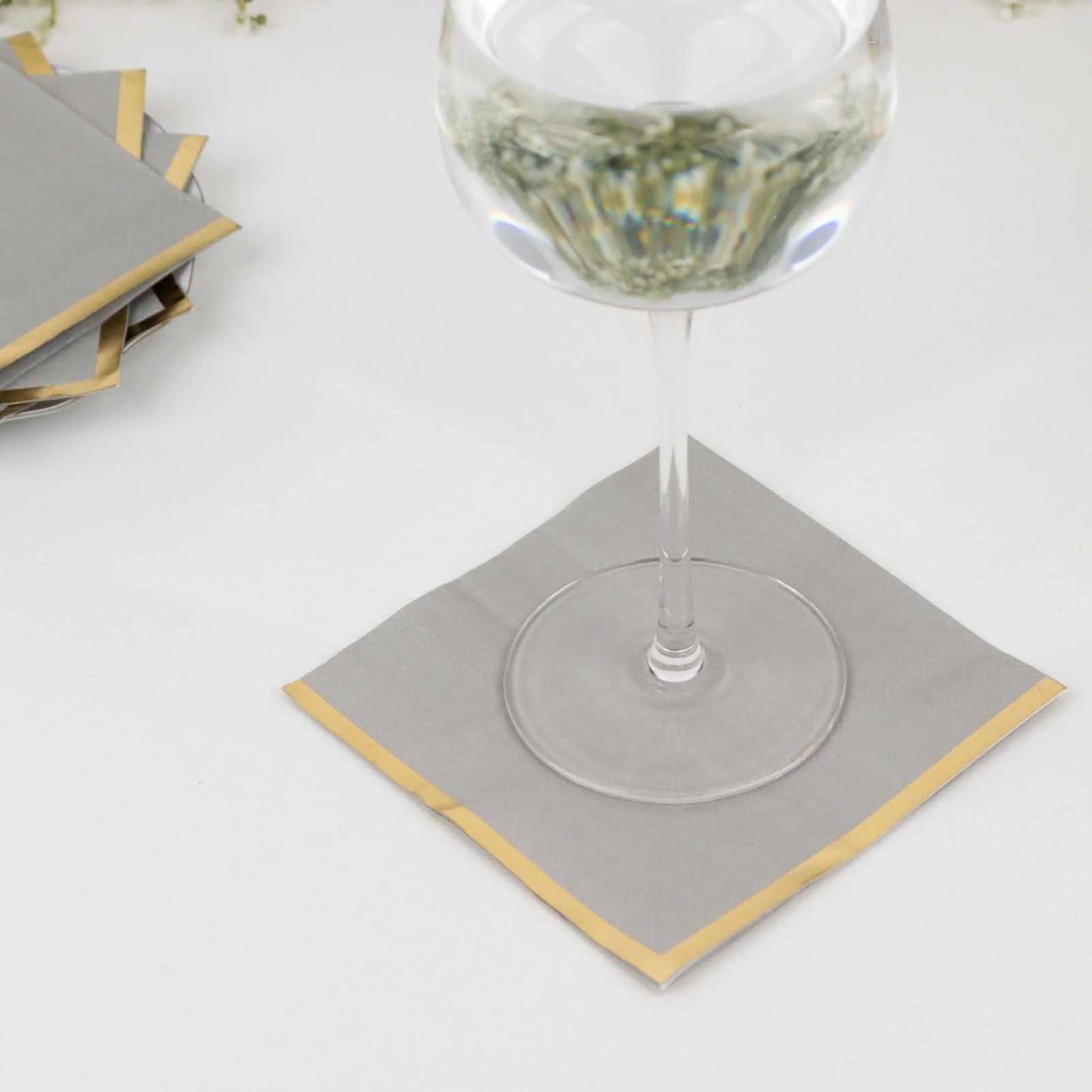 50 Soft 2-Ply Disposable Dinner Cocktail Napkins with Gold Foil Edge - Elegant Party Tableware for Weddings, Events & Home Entertaining