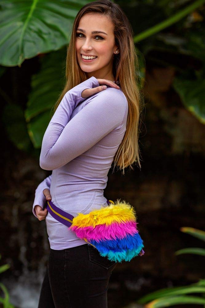 Funny Guy Mugs Bright Lights Rainbow Fur Fanny Pack - Trendy Waist Bag for Festivals, Raves & Outdoor Adventures
