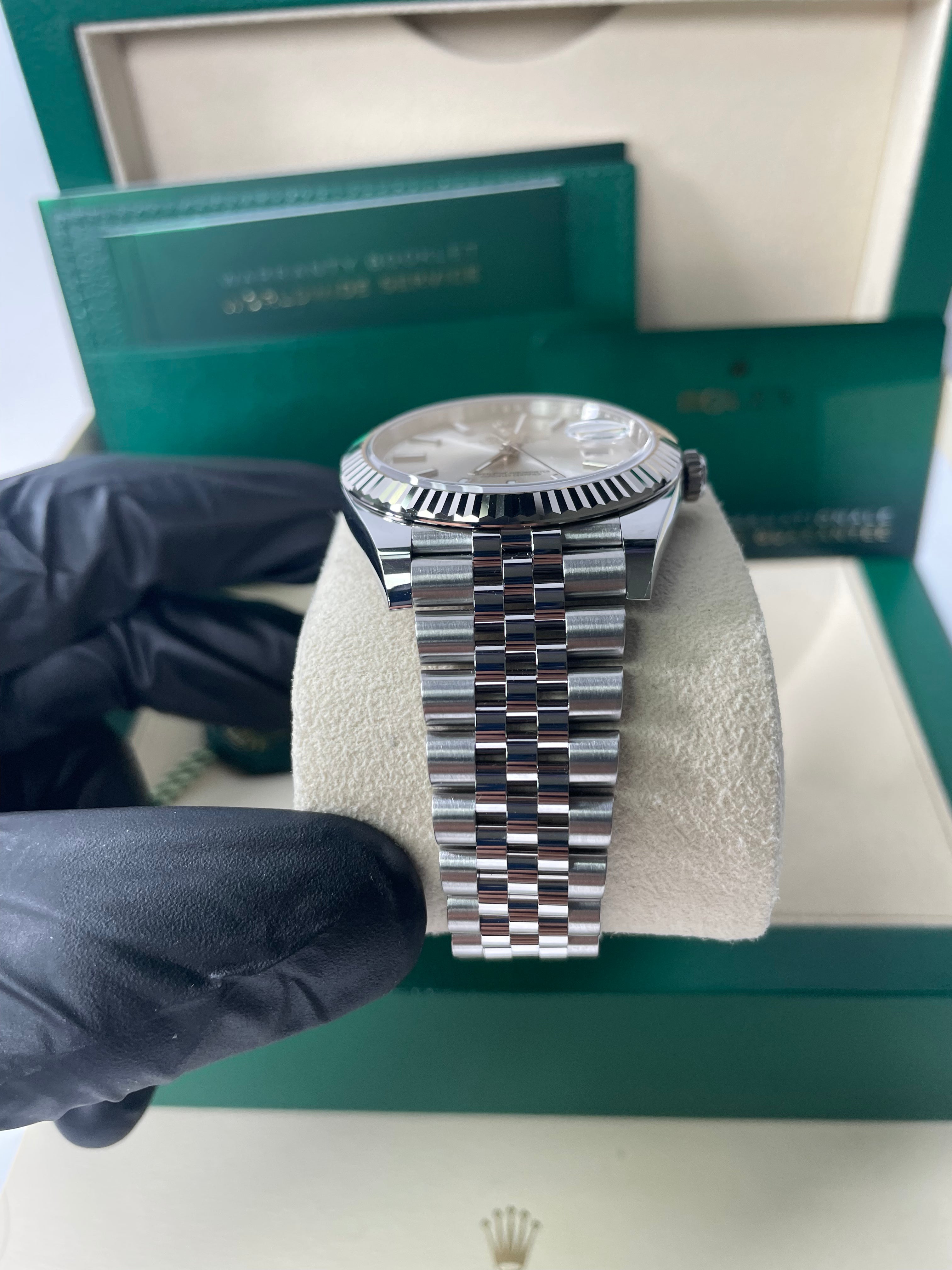 Rolex Datejust 41 Men's Watch - White Gold & Steel, Silver Index Dial, Fluted Bezel (Ref#126334) | Luxury Dress Watch for Business & Formal Occasions
