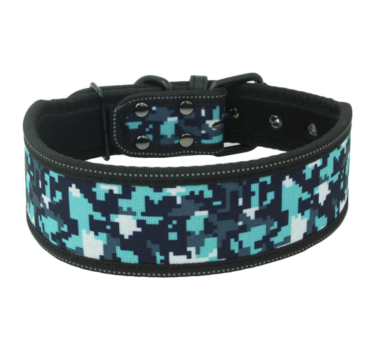 Reflective Nylon Wide Dog Collar - Fashion Printed Adjustable Pet Collar for Medium & Large Dogs - Pitbull & French Bulldog Collar - Sizes S/M/L (Large, G) - Perfect for Night Walks & Outdoor Adventures