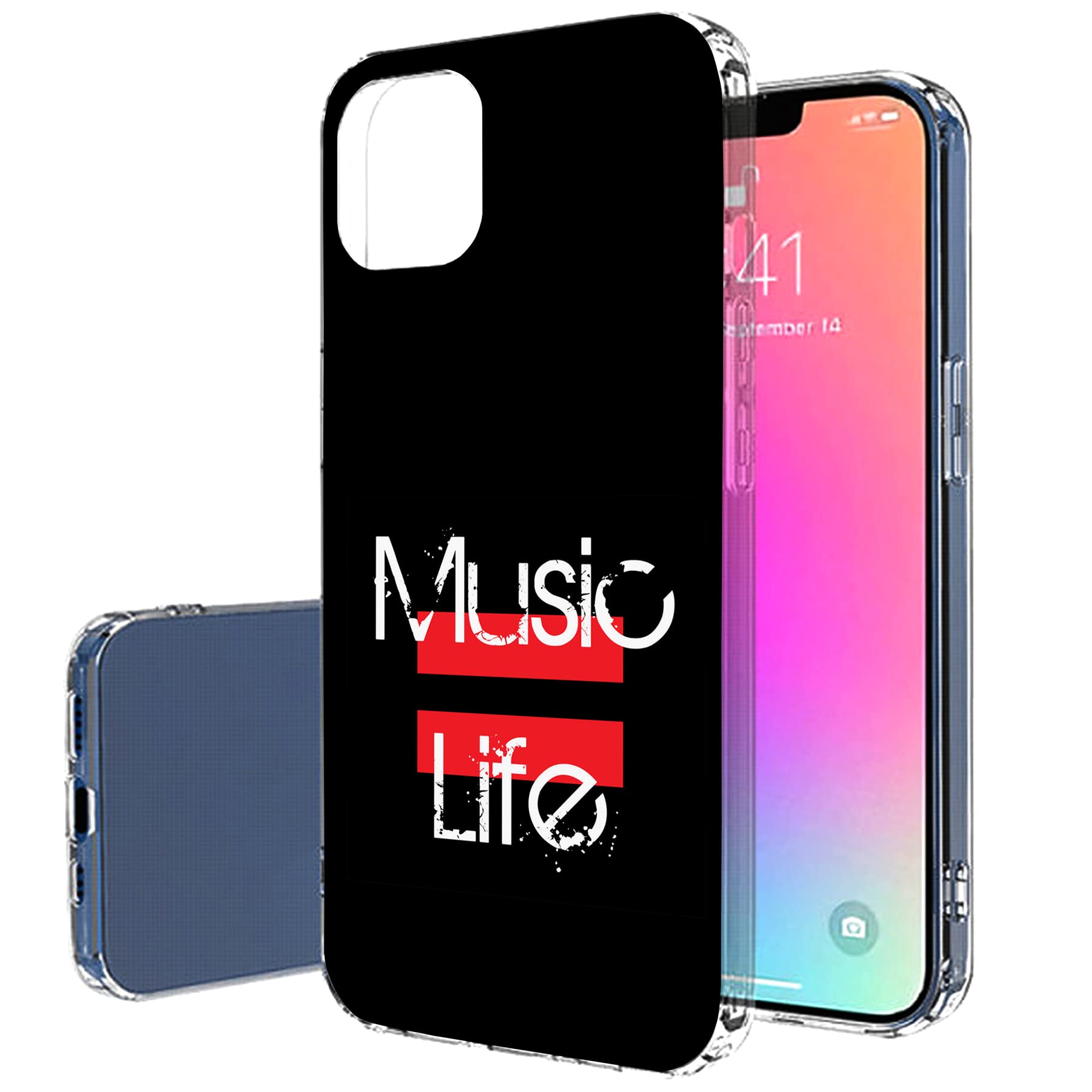 VIBECover Slim Case for Apple iPhone 13 | Shockproof Flexible TPU Cover with Enhanced Grip | Music Lover Design | Perfect for Daily Use, Travel & Outdoor Activities