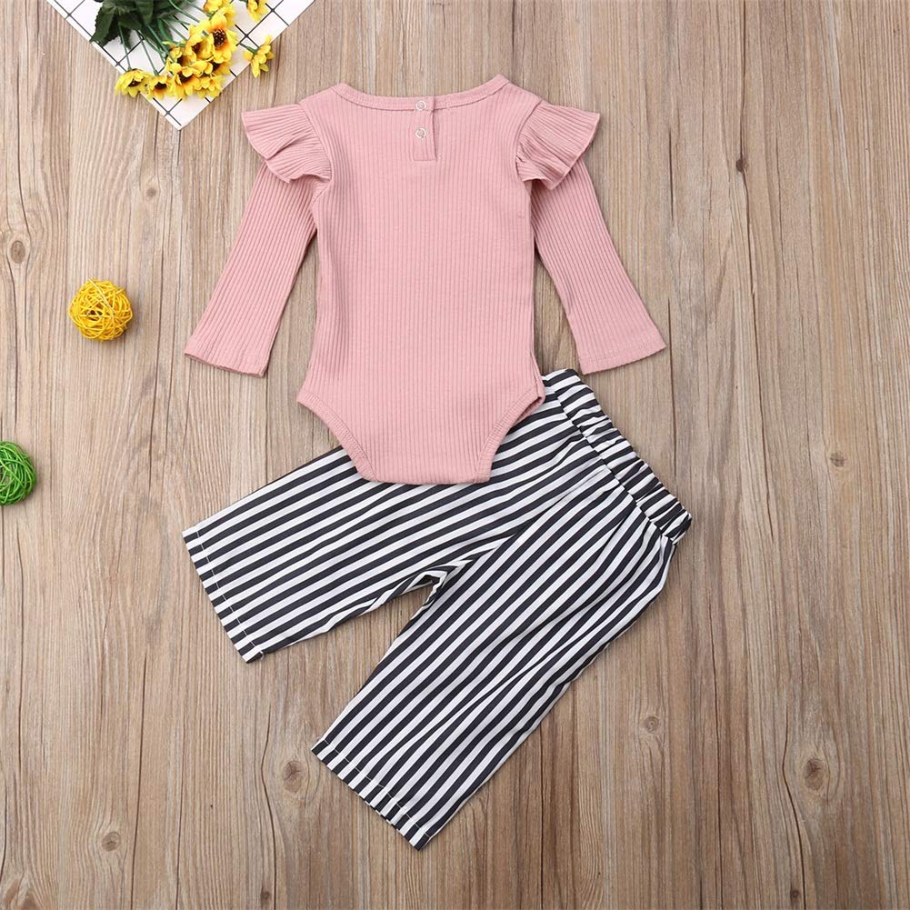 Organic Cotton Newborn Baby Girl Outfit Set - Ruffled Long Sleeve Bodysuit & Floral Harem Pants | Soft Infant Clothes for Photography, Playdates & Special Occasions