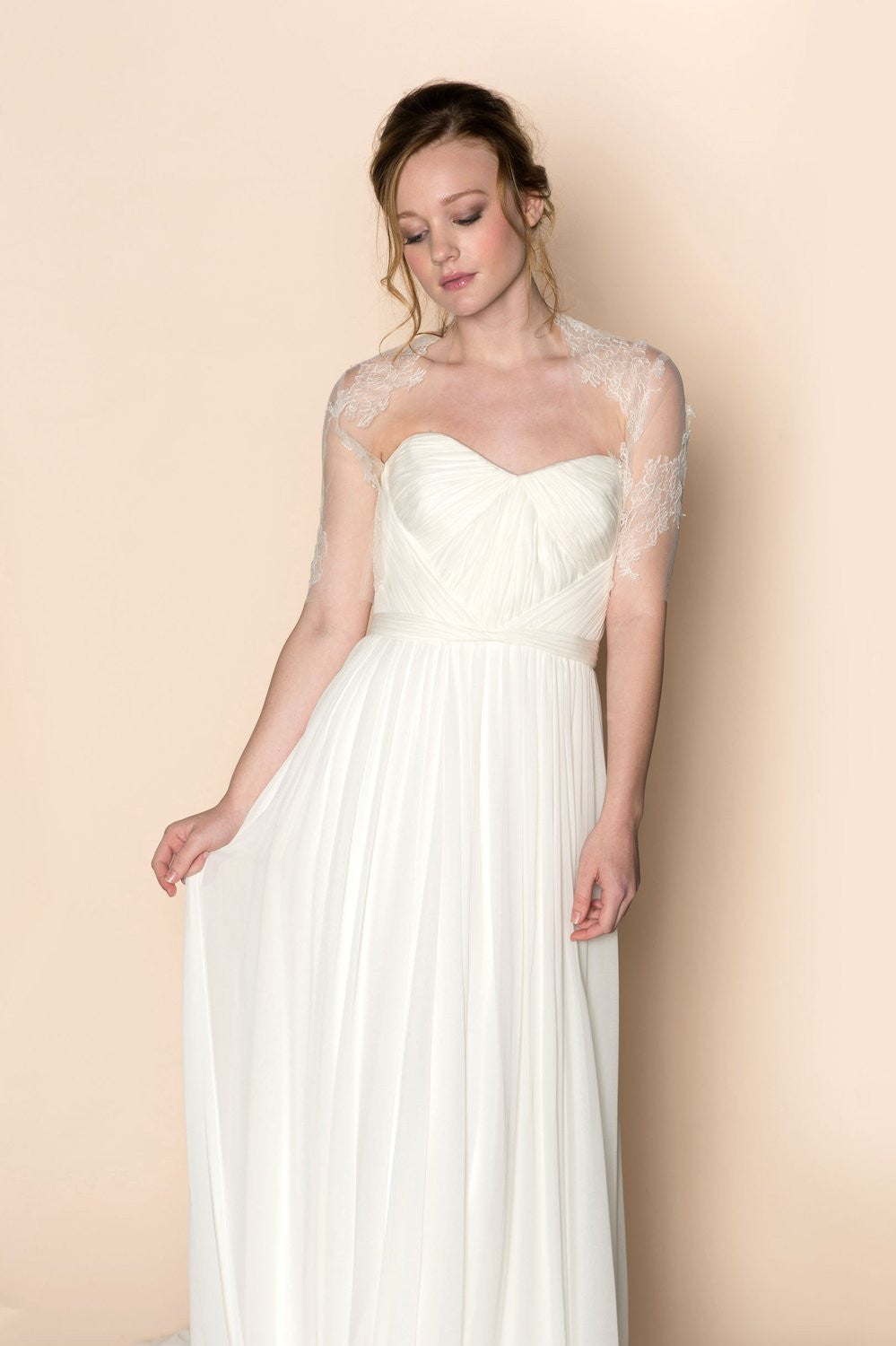 Elegant French Lace Bridal Bolero Shrug - Wedding Cover Up for Bride, Perfect for Church Ceremony & Outdoor Photos