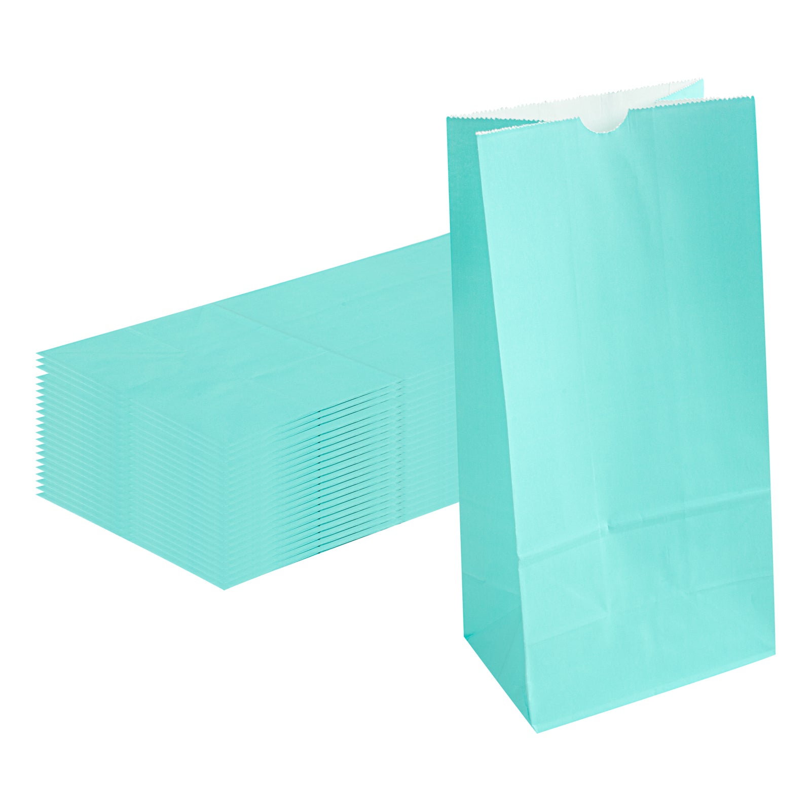 Eco-Friendly Turquoise Paper Bags - 8 lb Capacity, 6 x 4 x 11.75 Inches - Pack of 100 - Perfect for Retail Shopping, Gift Wrapping & Party Favors