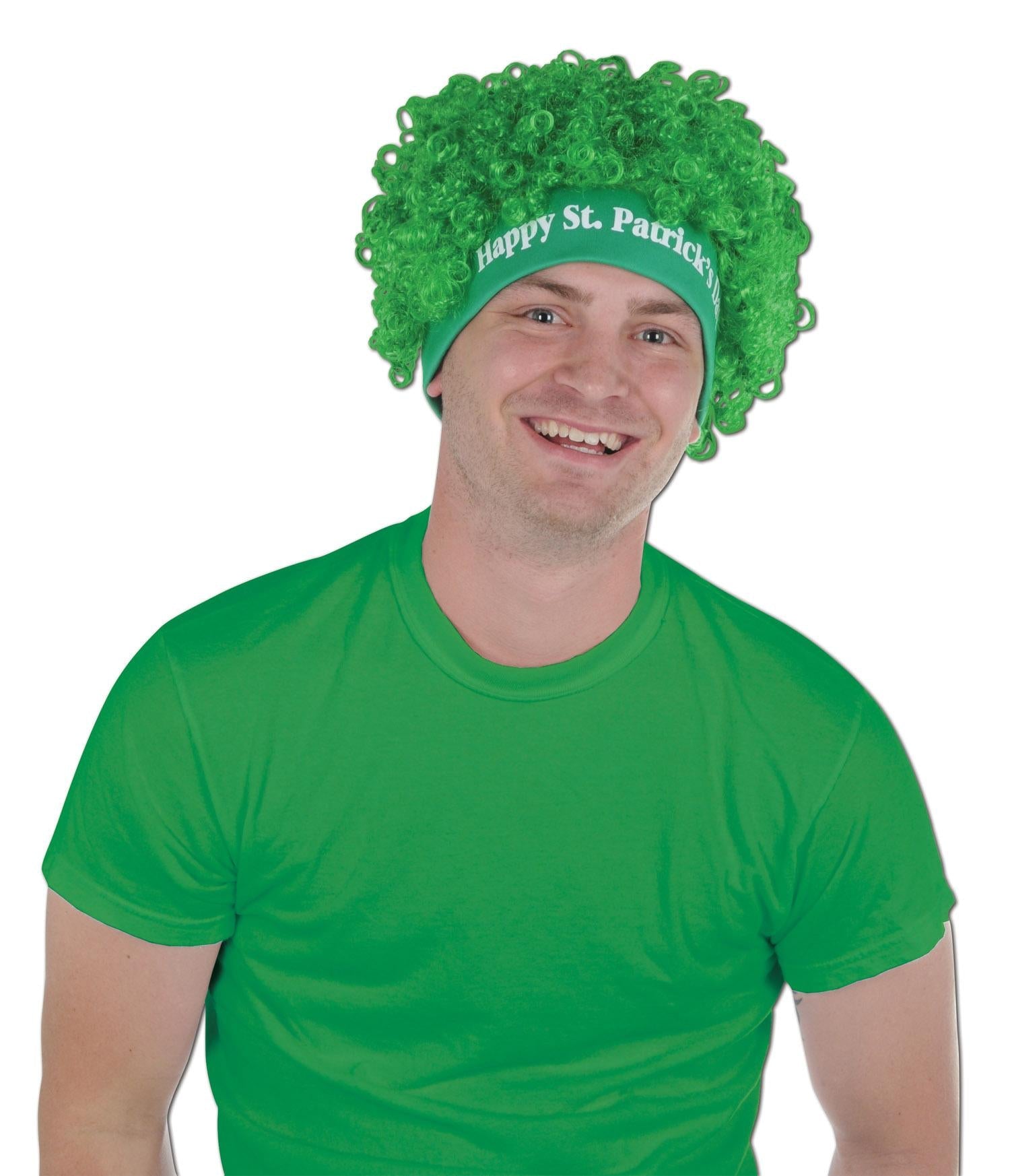 12 Pack Beistle Happy St Patrick's Day Wigs - Green Curly Party Wigs for St Patrick's Day Celebrations, Irish Themed Costume Accessories, Fun Festival & Parade Outfits