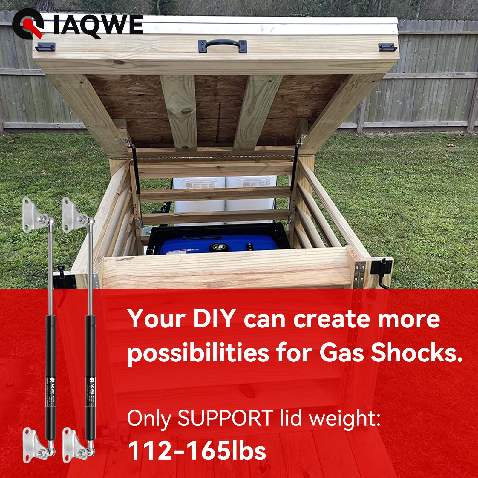 20 Inch 150LBS/668N Heavy Duty Gas Struts Lift Support - Perfect for RV Beds, Toolboxes, TV Cabinets, Floor Hatches, Trash Bins & Outdoor Benches (2-Pack) by IAQWE - Durable Support for Smooth Opening & Closing Motion