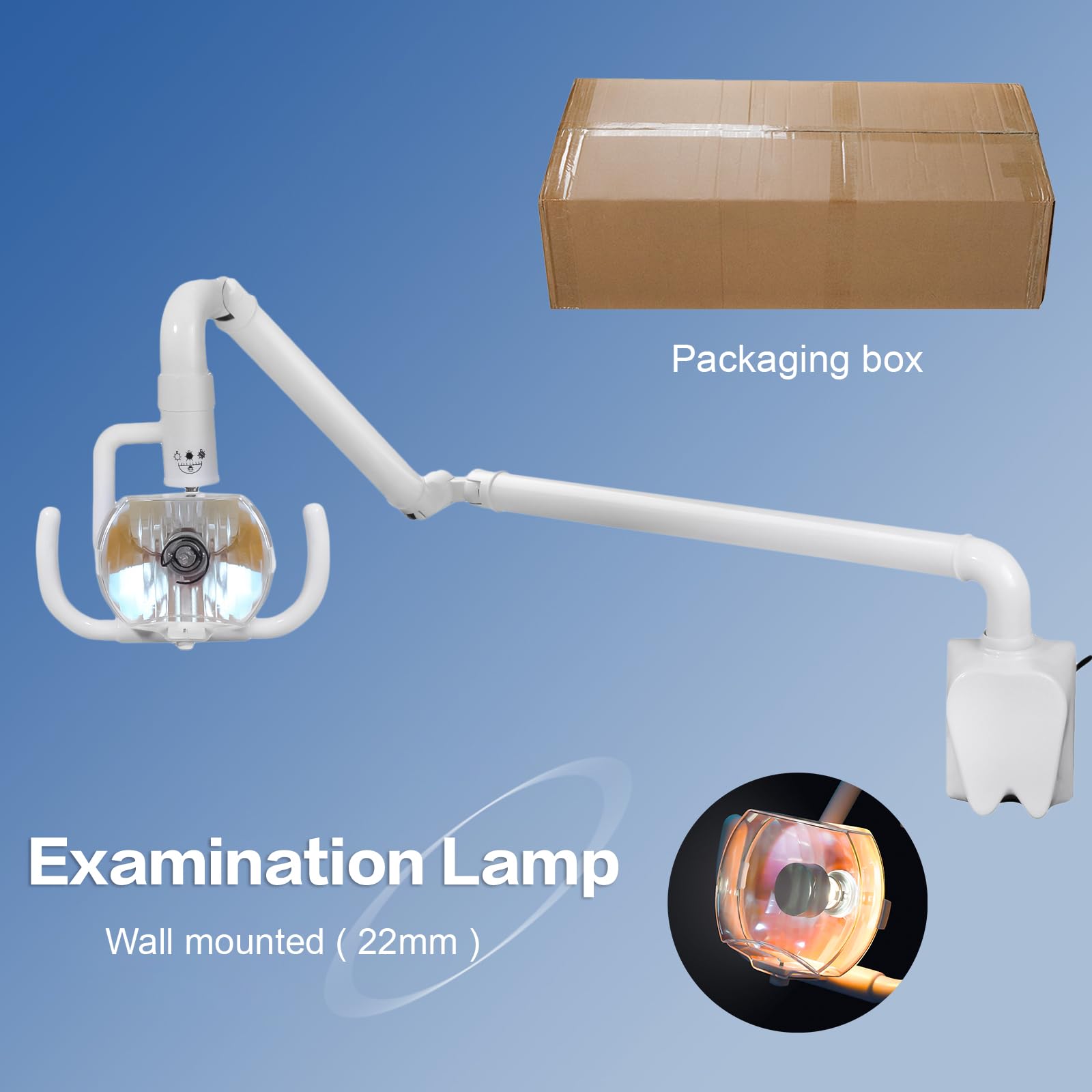 50W White Wall-Mounted Surgical Examination Lamp - Shadowless Cool LED Light for Medical Clinics, Dental Offices & Home Healthcare Use