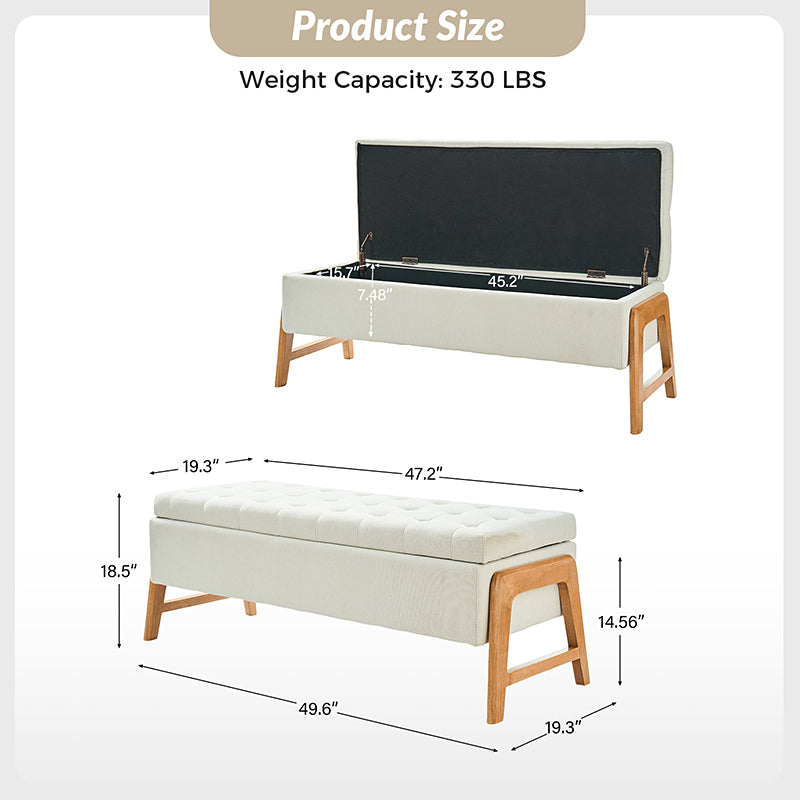 Salina Mid-Century Modern Inspired Storage Bench - Stylish Entryway & Living Room Seating with Hidden Storage - Perfect for Small Spaces & Home Organization