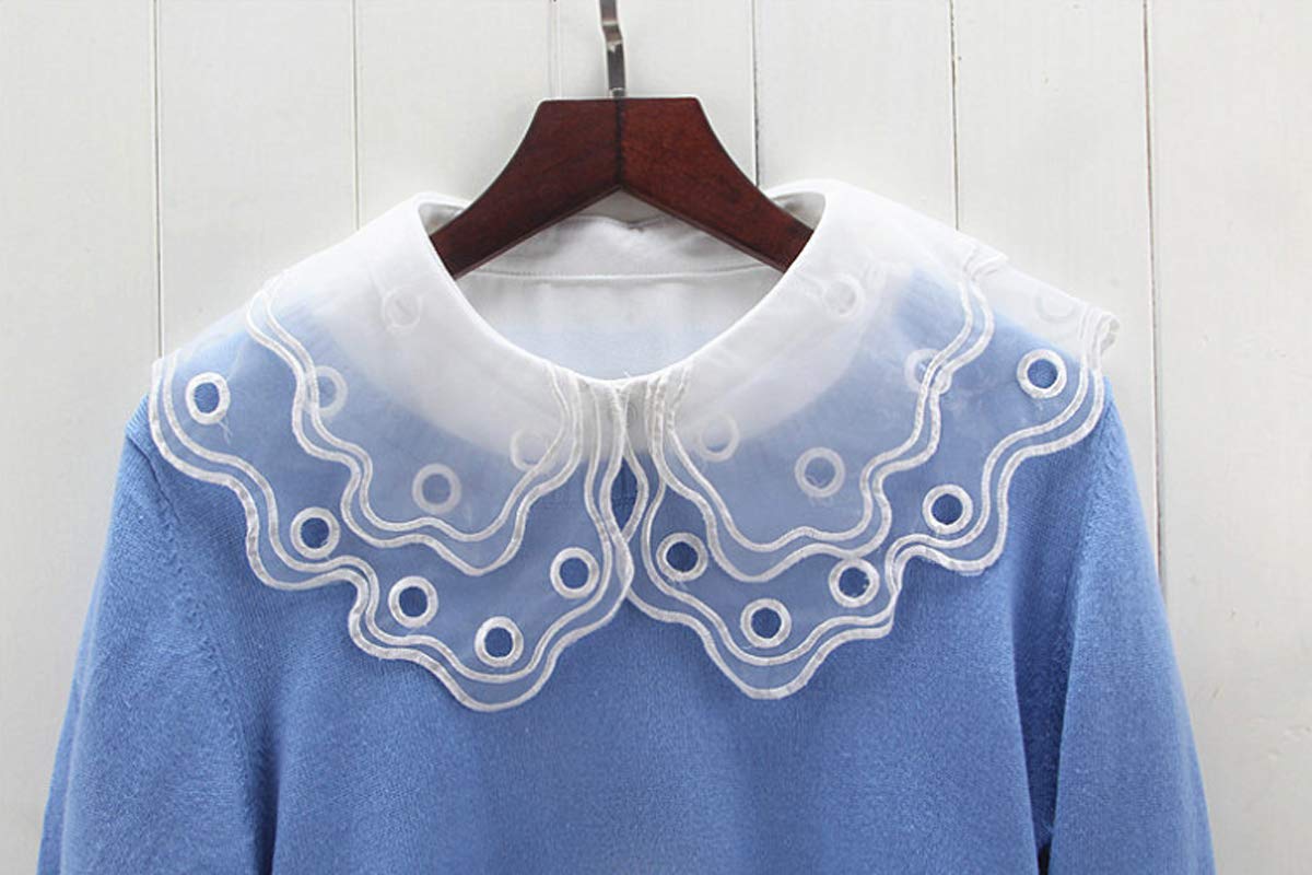 Detachable Fake Collar for Women - Embroidered Half Shirt Blouse Dickies Style | Perfect for Office Wear, Cosplay & Fashion Layering