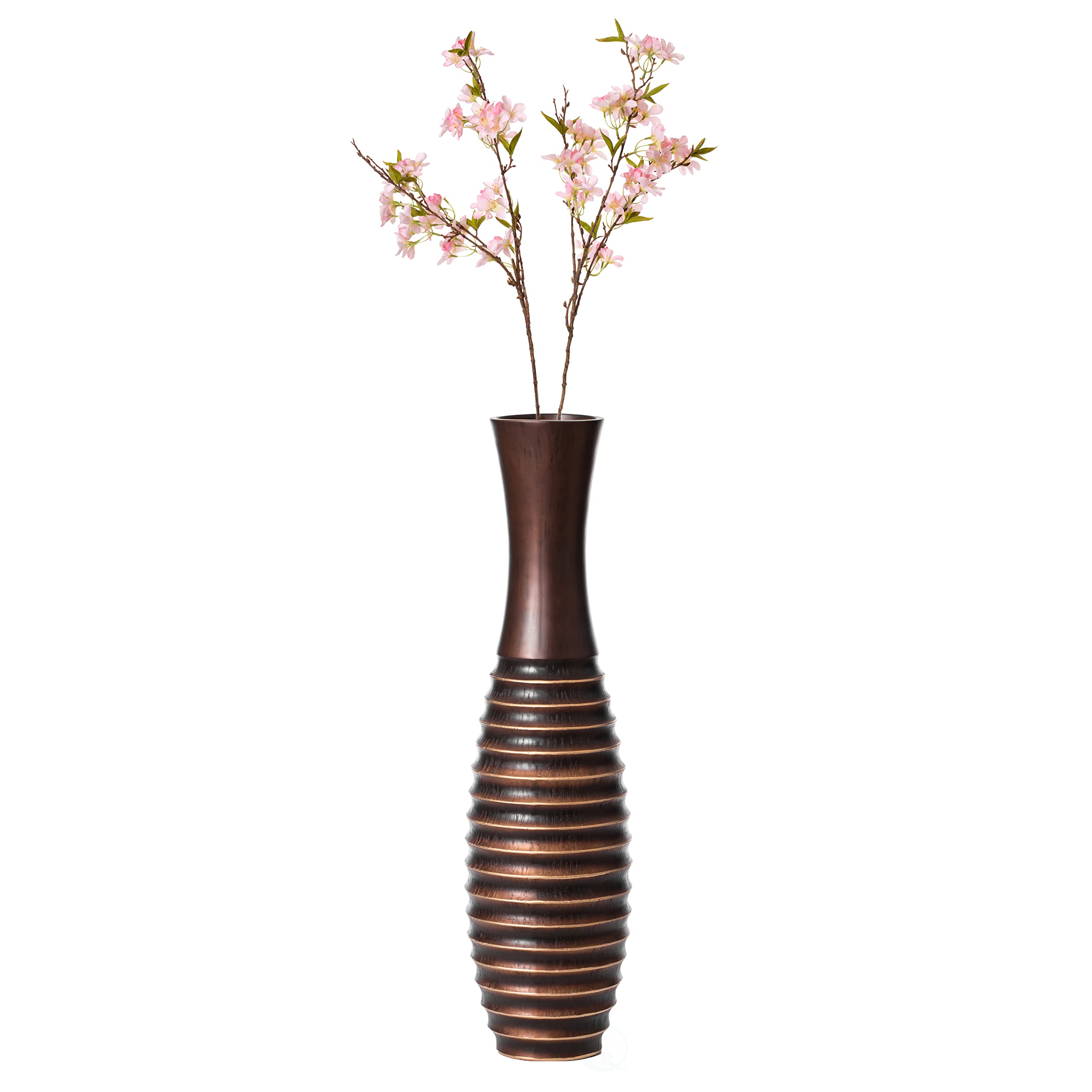 30 Inch Brown Tall Trumpet Shape Floor Vase - Modern Home Decor for Living Room, Entryway, Dining Room | Large Decorative Vase for Dried Flowers, Silk Arrangements | Perfect for Farmhouse, Bohemian & Contemporary Interior Design Styles