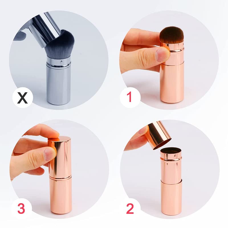 RECTYO GALLERY 1 PCS Retractable Kabuki Brush - Sunscreen & Makeup Applicator for Face & Body | Foundation Brush for Liquid, Cream & Powder | Flawless Blending | Perfect for Kids & Adults | Travel & Daily Makeup Routine