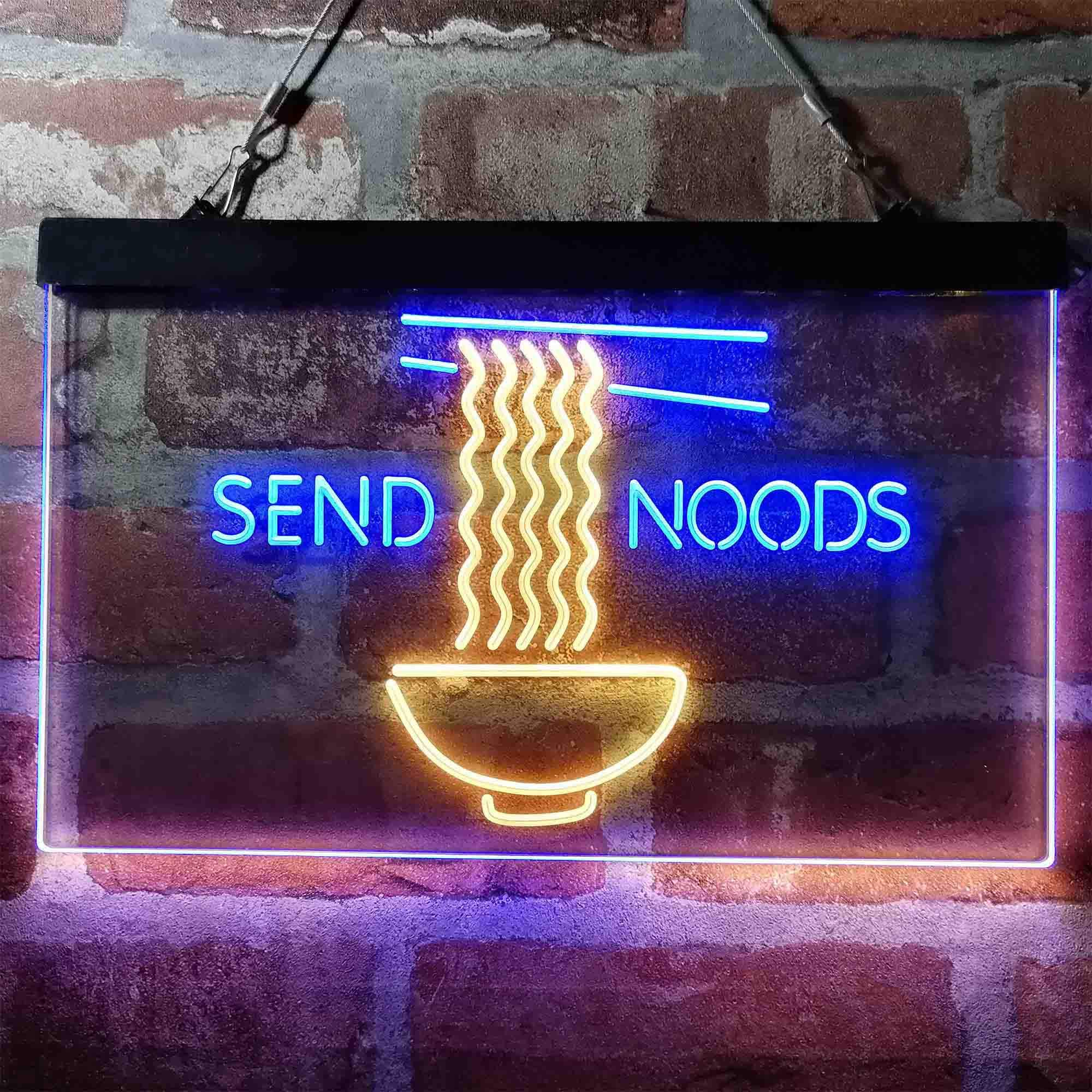ADVPRO Humor Send Noods Nudes Noodles LED Neon Sign - Blue & Yellow (24x16 Inches) - Funny Home Decor for Bedroom, Bar, Cafe & Party Lighting